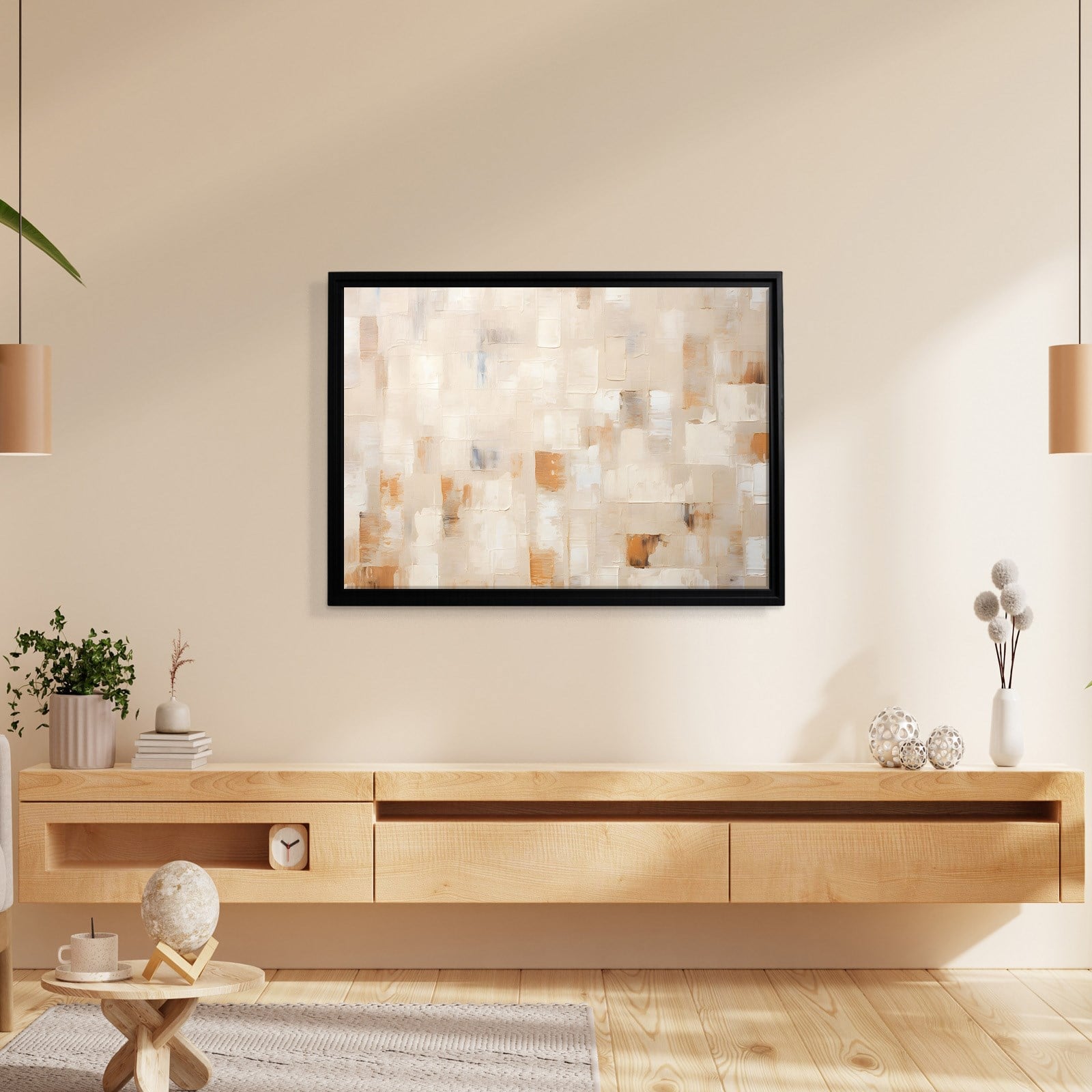 Bej Krem Soyut Tablo | Modern Minimalist Kanvas Tablo