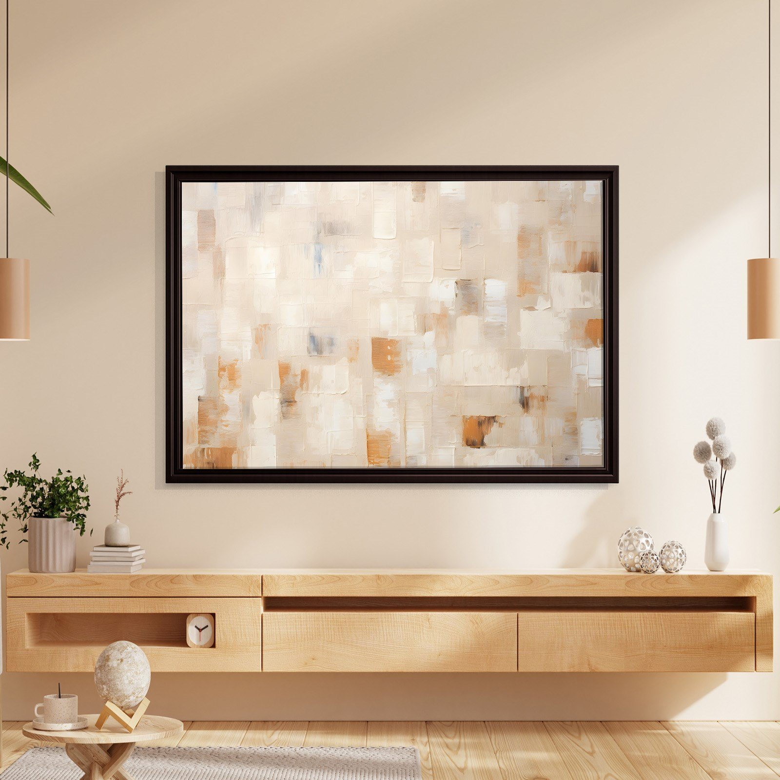 Bej Krem Soyut Tablo | Modern Minimalist Kanvas Tablo