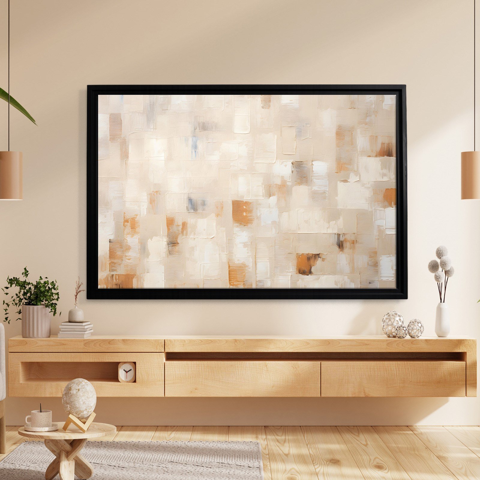 Bej Krem Soyut Tablo | Modern Minimalist Kanvas Tablo