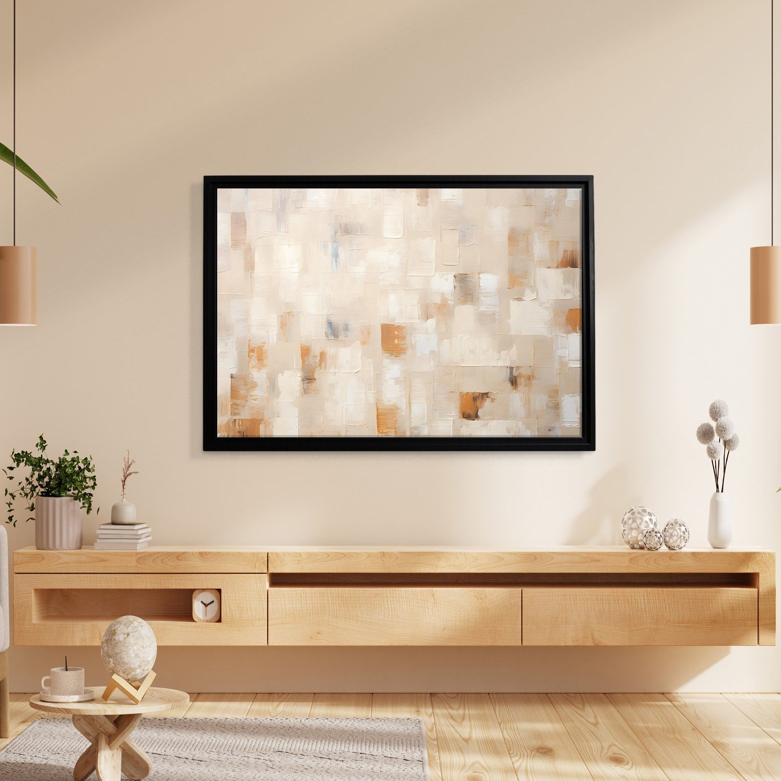 Bej Krem Soyut Tablo | Modern Minimalist Kanvas Tablo