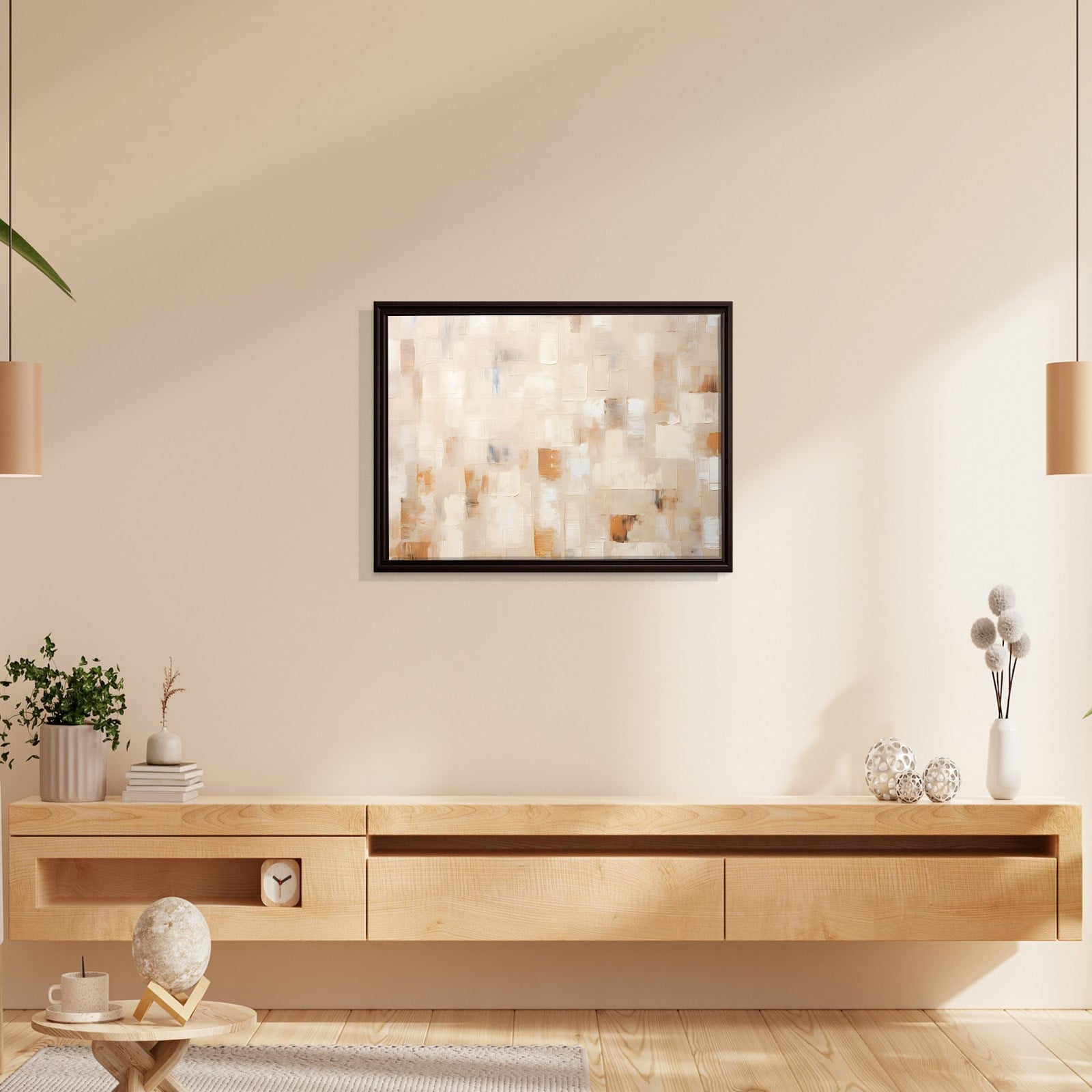 Bej Krem Soyut Tablo | Modern Minimalist Kanvas Tablo
