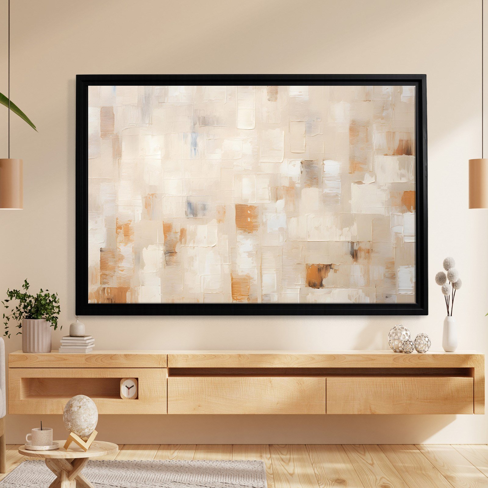 Bej Krem Soyut Tablo | Modern Minimalist Kanvas Tablo