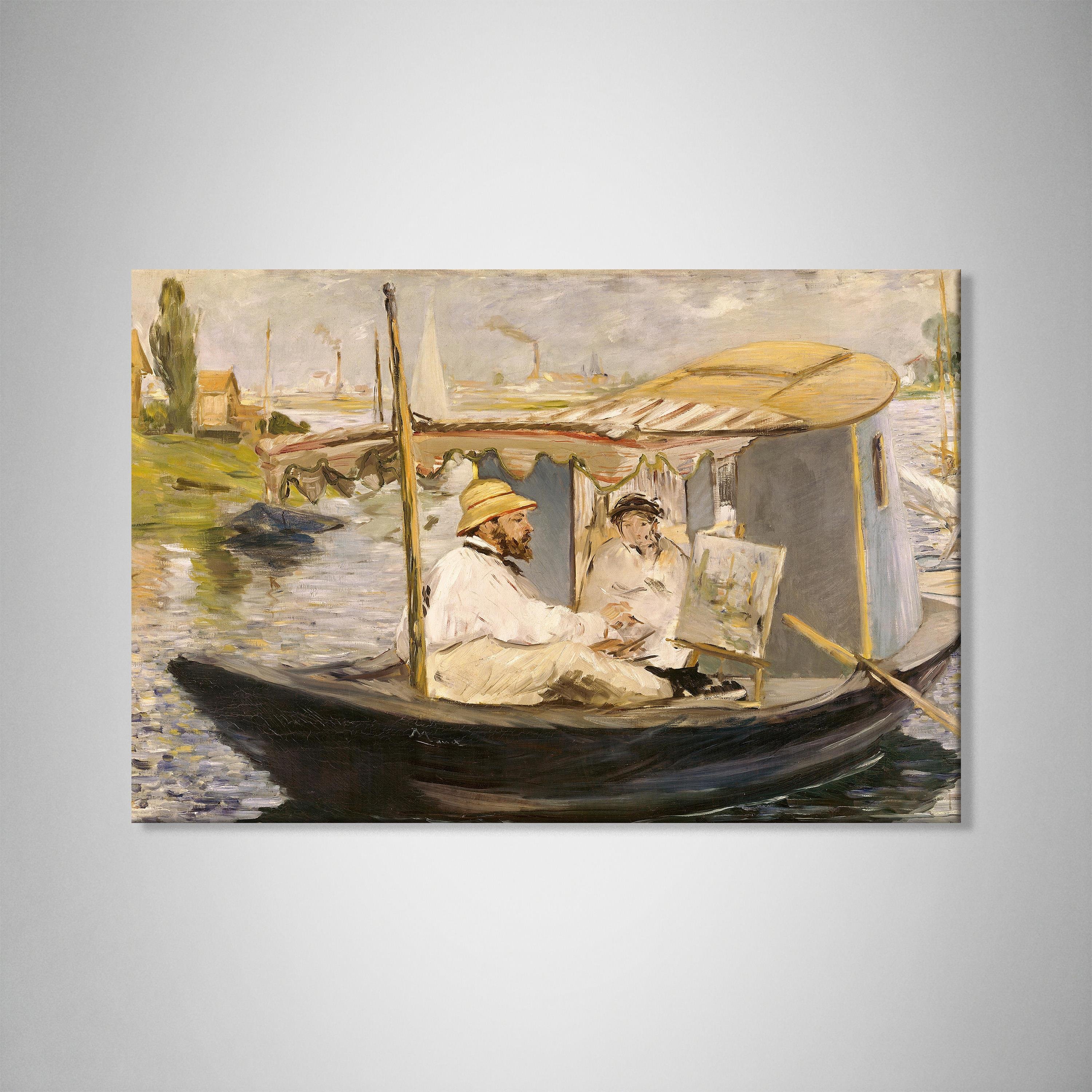 Claude Monet Stüdyo Teknesinde (1874) - Édouard Manet