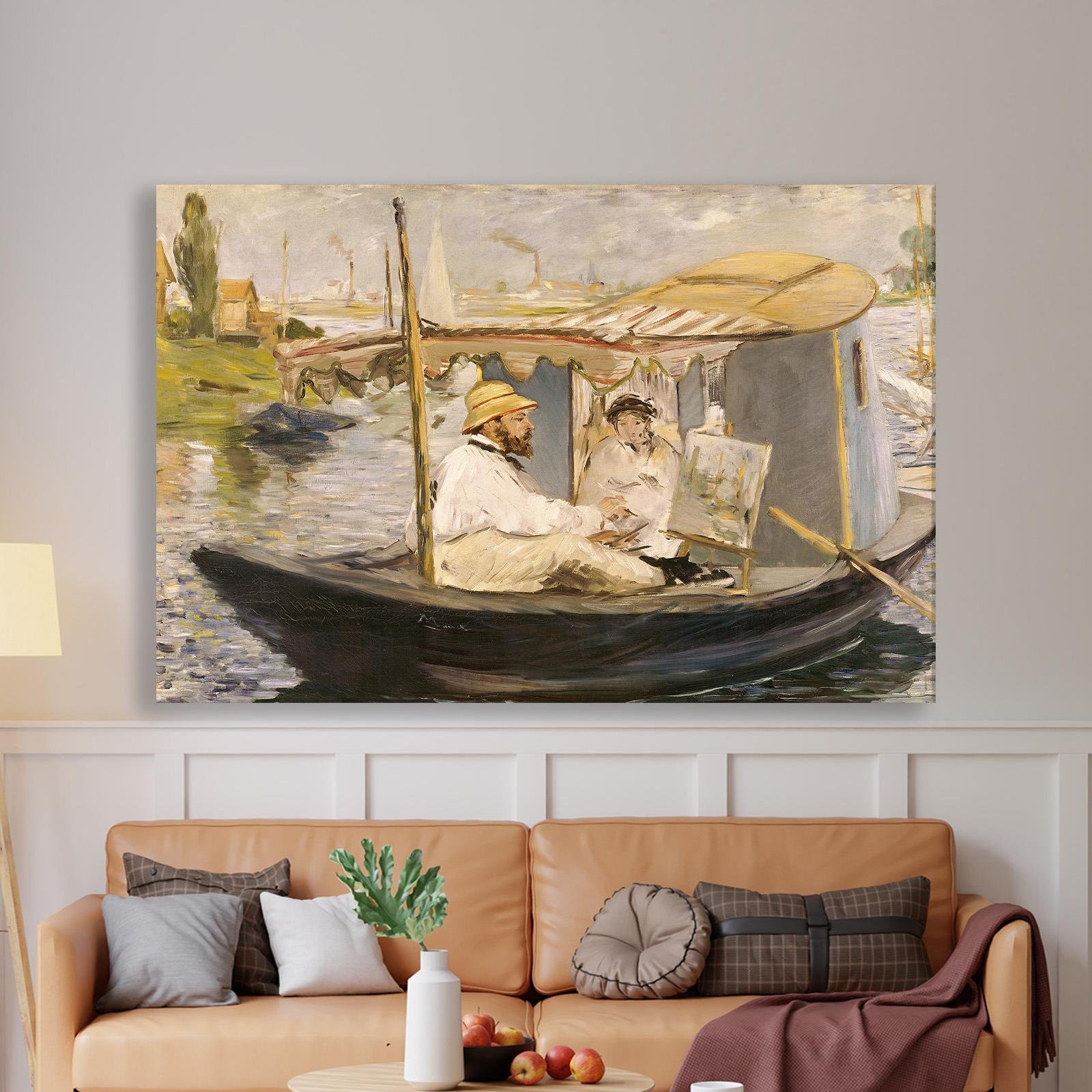 Claude Monet Stüdyo Teknesinde (1874) - Édouard Manet