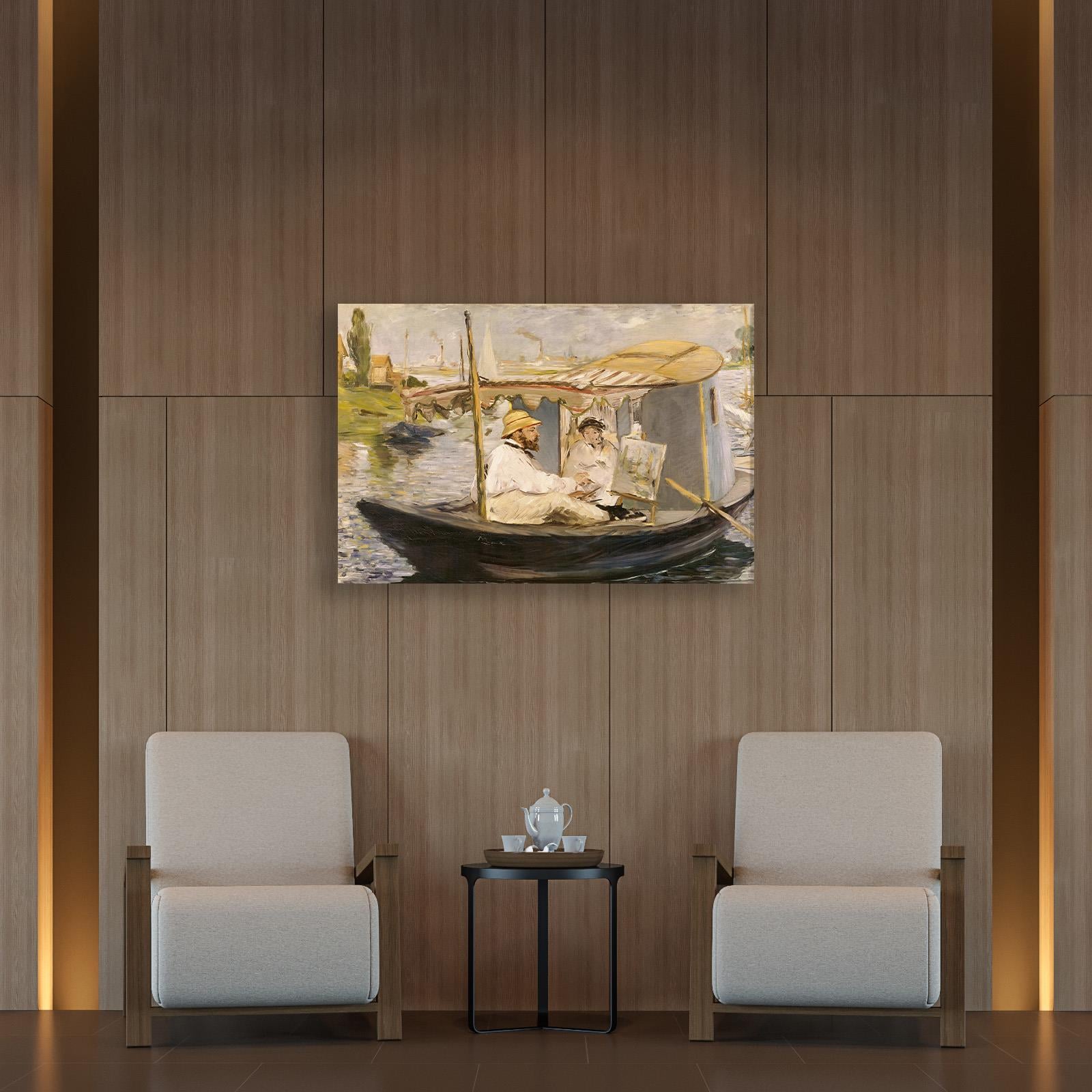 Claude Monet Stüdyo Teknesinde (1874) - Édouard Manet