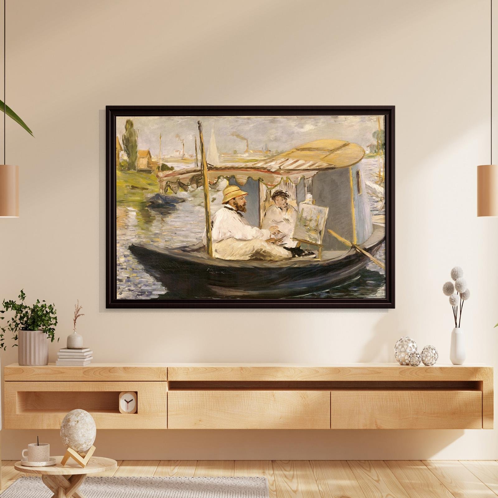 Claude Monet Stüdyo Teknesinde (1874) - Édouard Manet