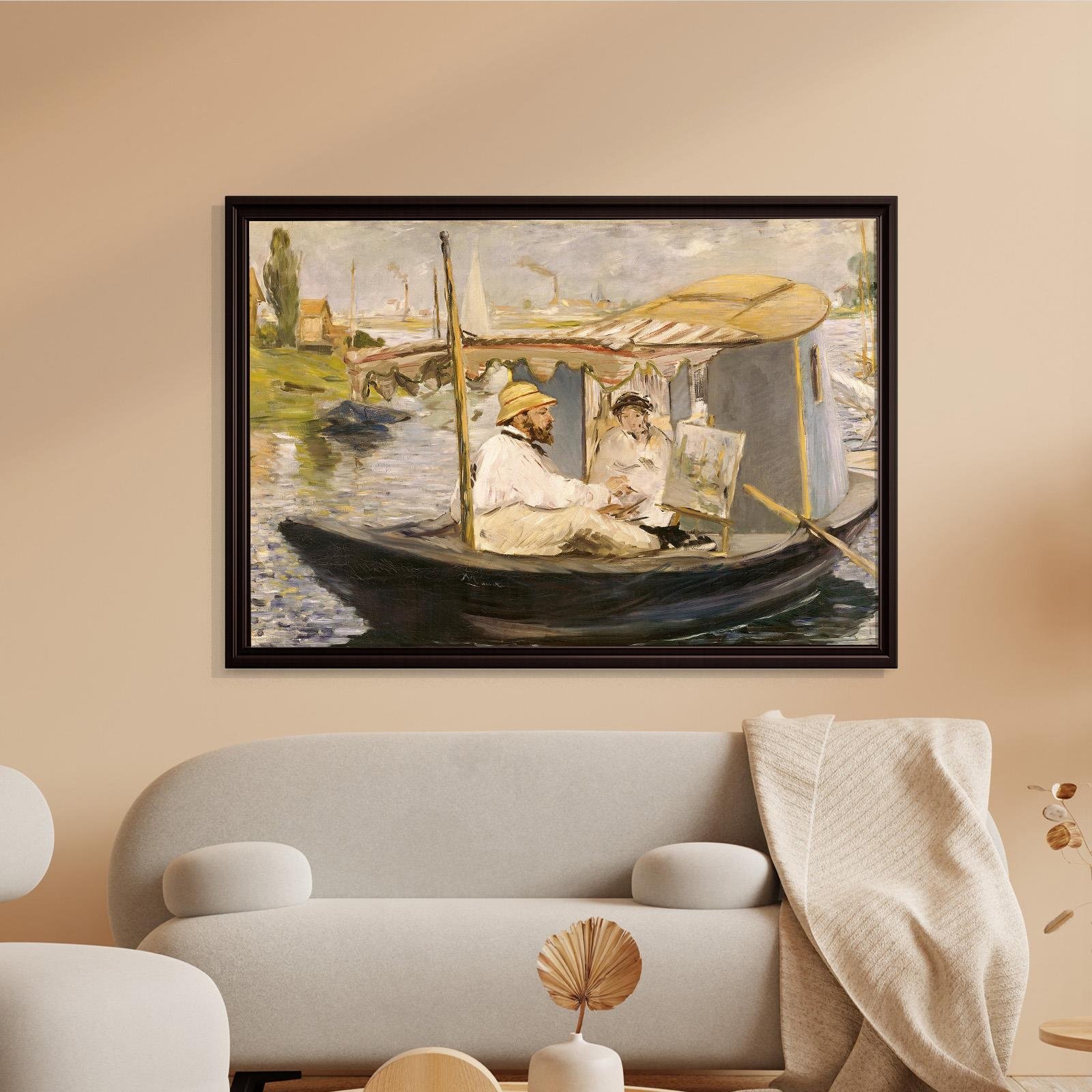 Claude Monet Stüdyo Teknesinde (1874) - Édouard Manet