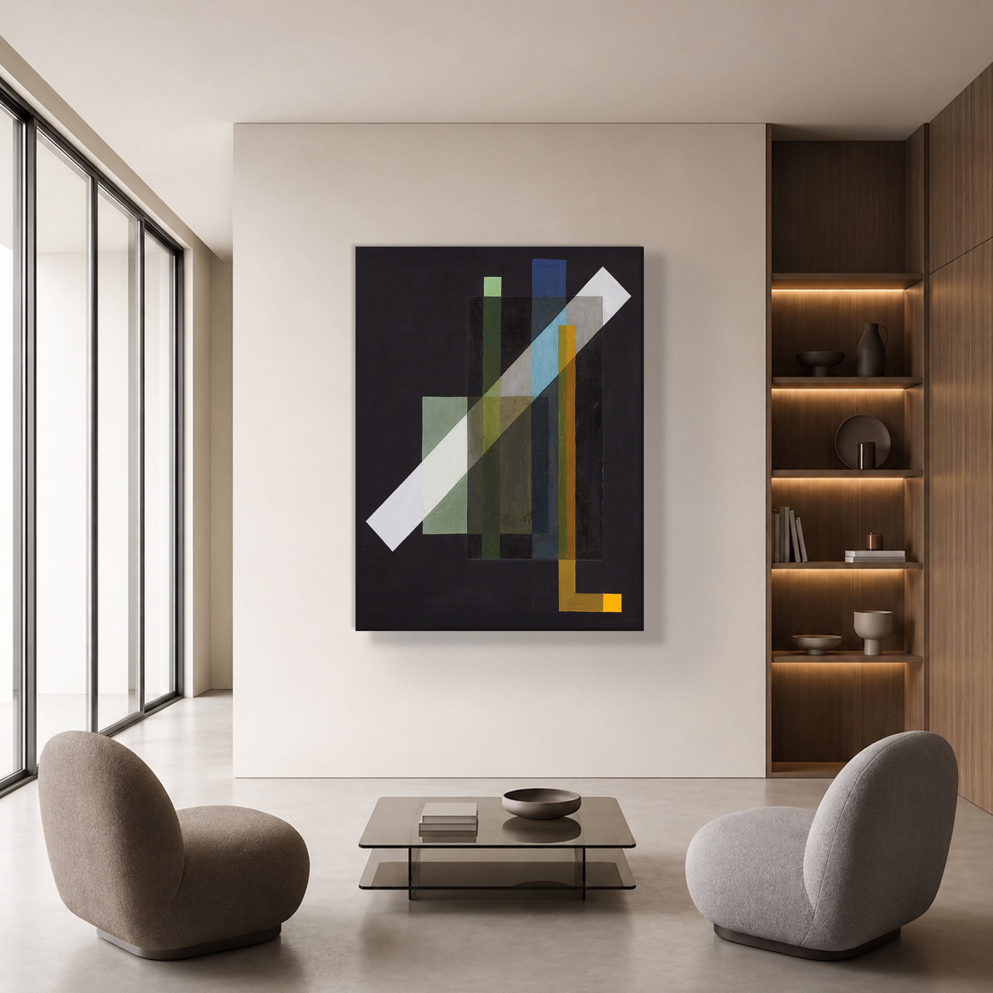 Construction (1924) Kanvas Tablo – László Moholy-Nagy Bauhaus Soyut Geometrik Modern Sanat Baskısı