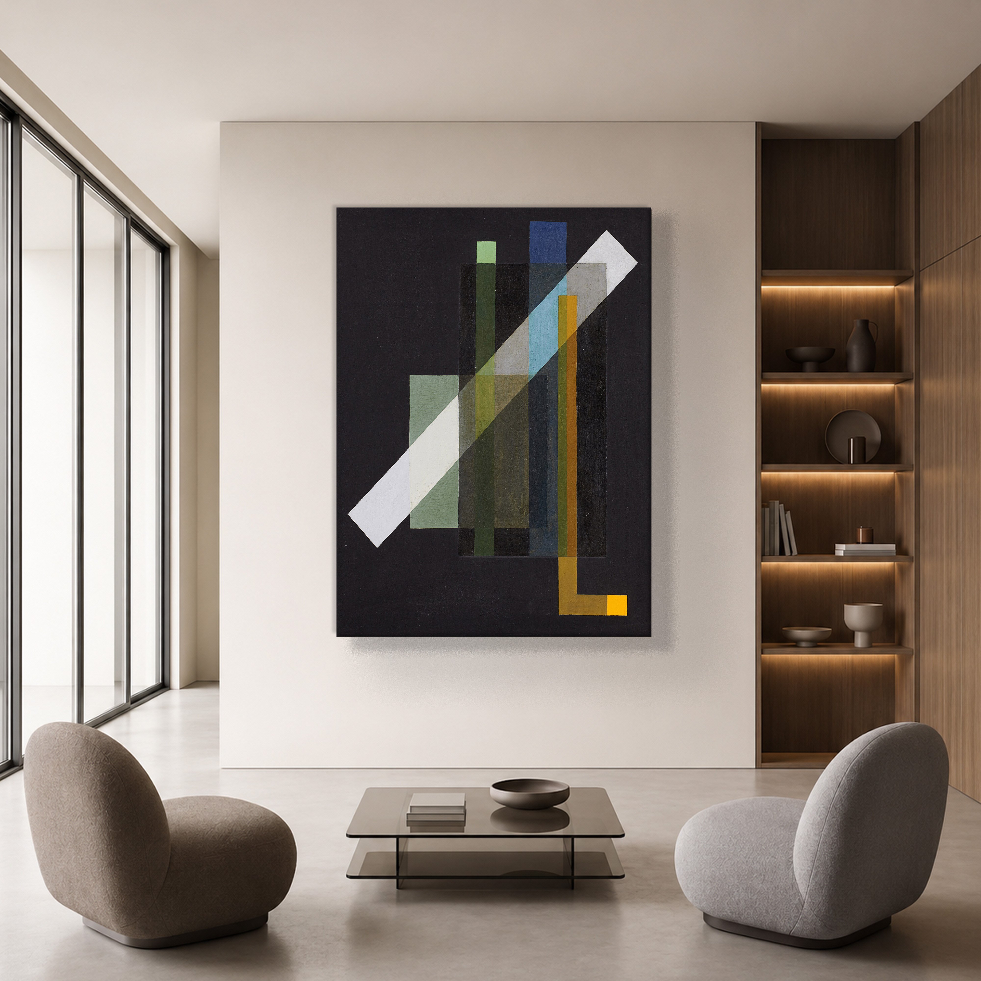 Construction (1924) Kanvas Tablo – László Moholy-Nagy Bauhaus Soyut Geometrik Modern Sanat Baskısı