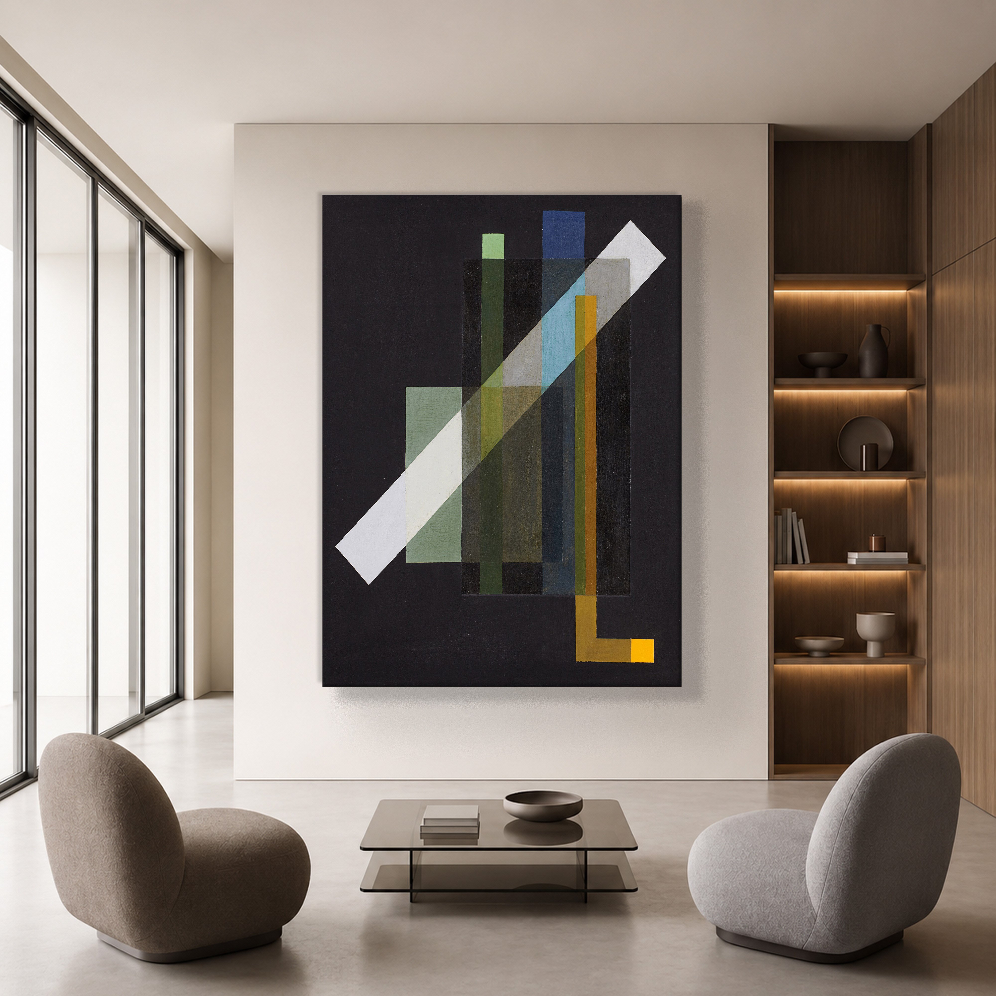Construction (1924) Kanvas Tablo – László Moholy-Nagy Bauhaus Soyut Geometrik Modern Sanat Baskısı