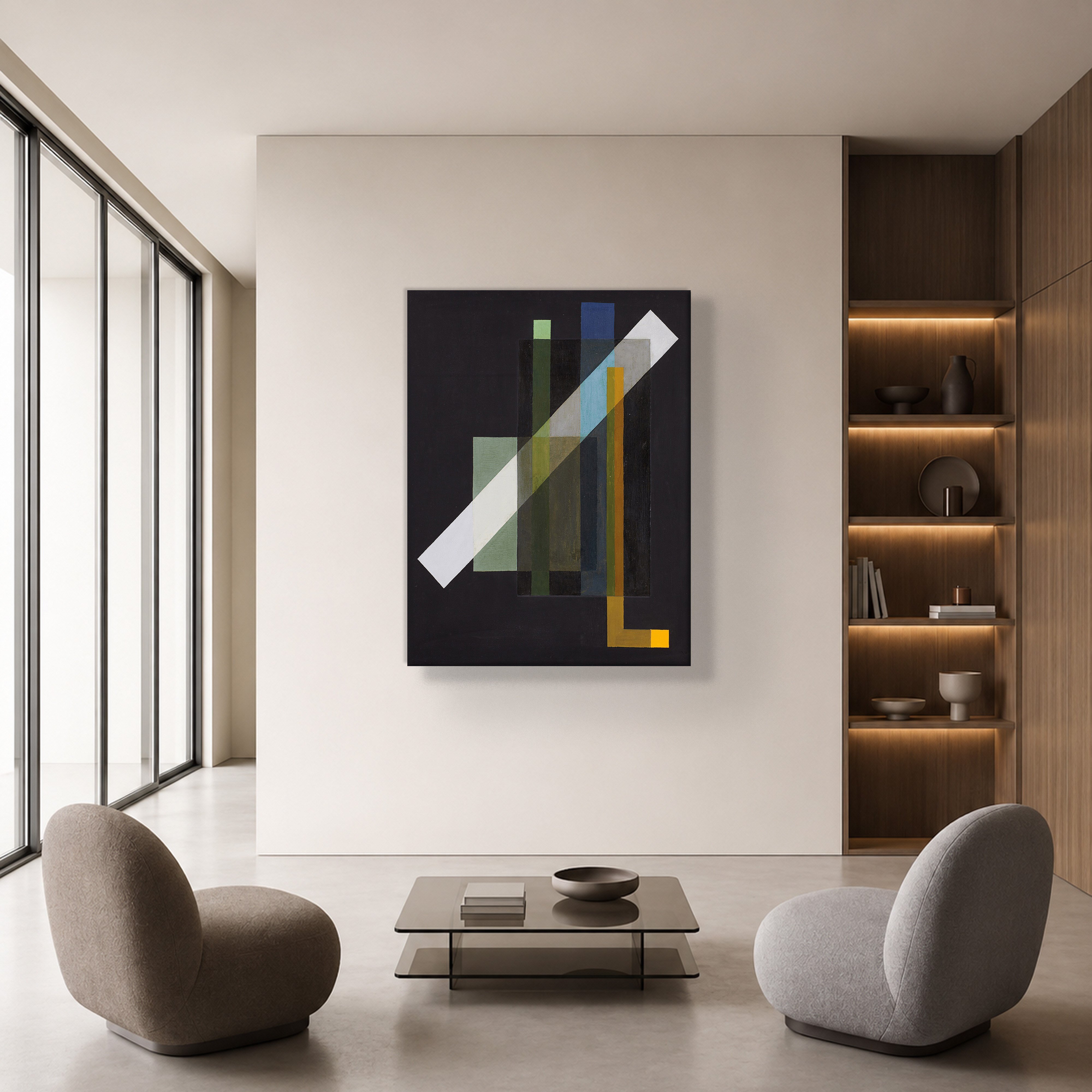 Construction (1924) Kanvas Tablo – László Moholy-Nagy Bauhaus Soyut Geometrik Modern Sanat Baskısı