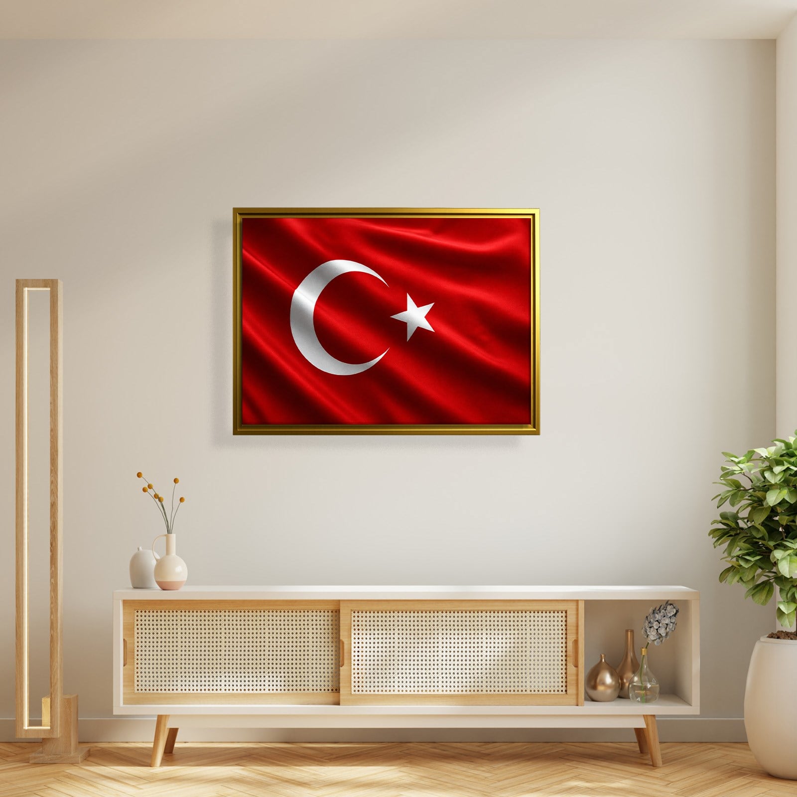 Dalgalanan Türk Bayrağı Kanvas Tablo | Premium Ay Yıldız Duvar Dekoru