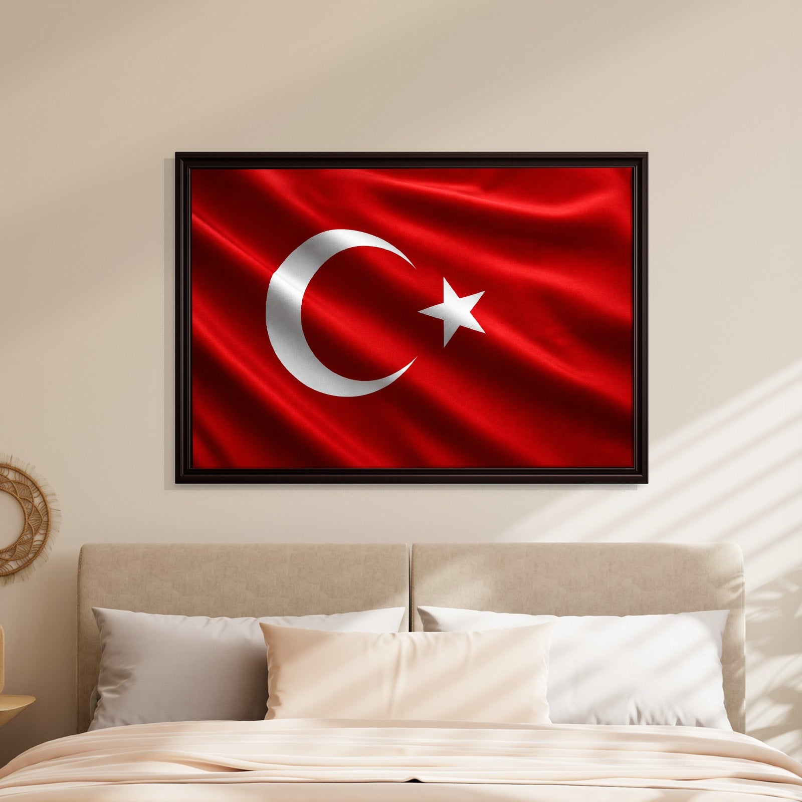 Dalgalanan Türk Bayrağı Kanvas Tablo | Premium Ay Yıldız Duvar Dekoru
