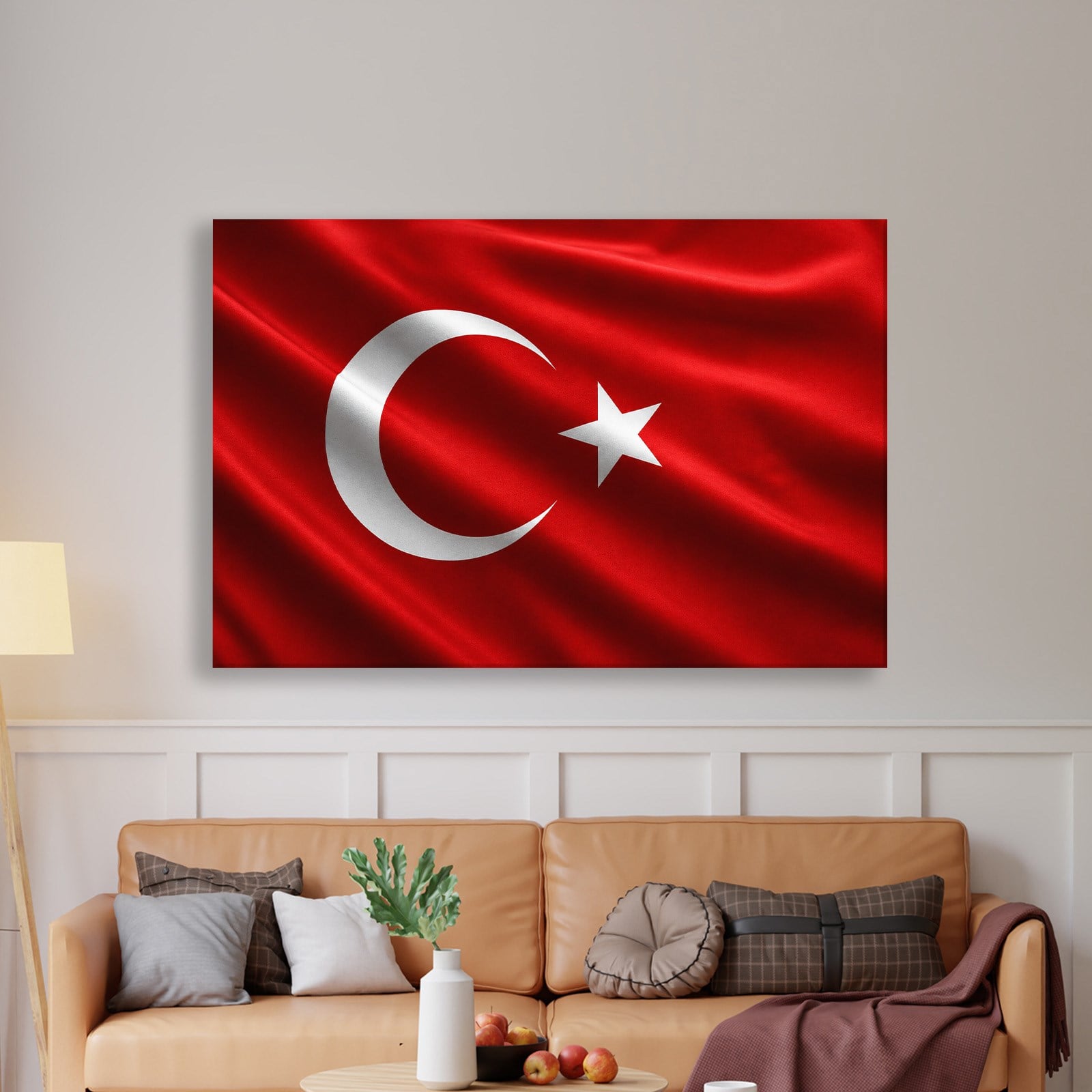 Dalgalanan Türk Bayrağı Kanvas Tablo | Premium Ay Yıldız Duvar Dekoru