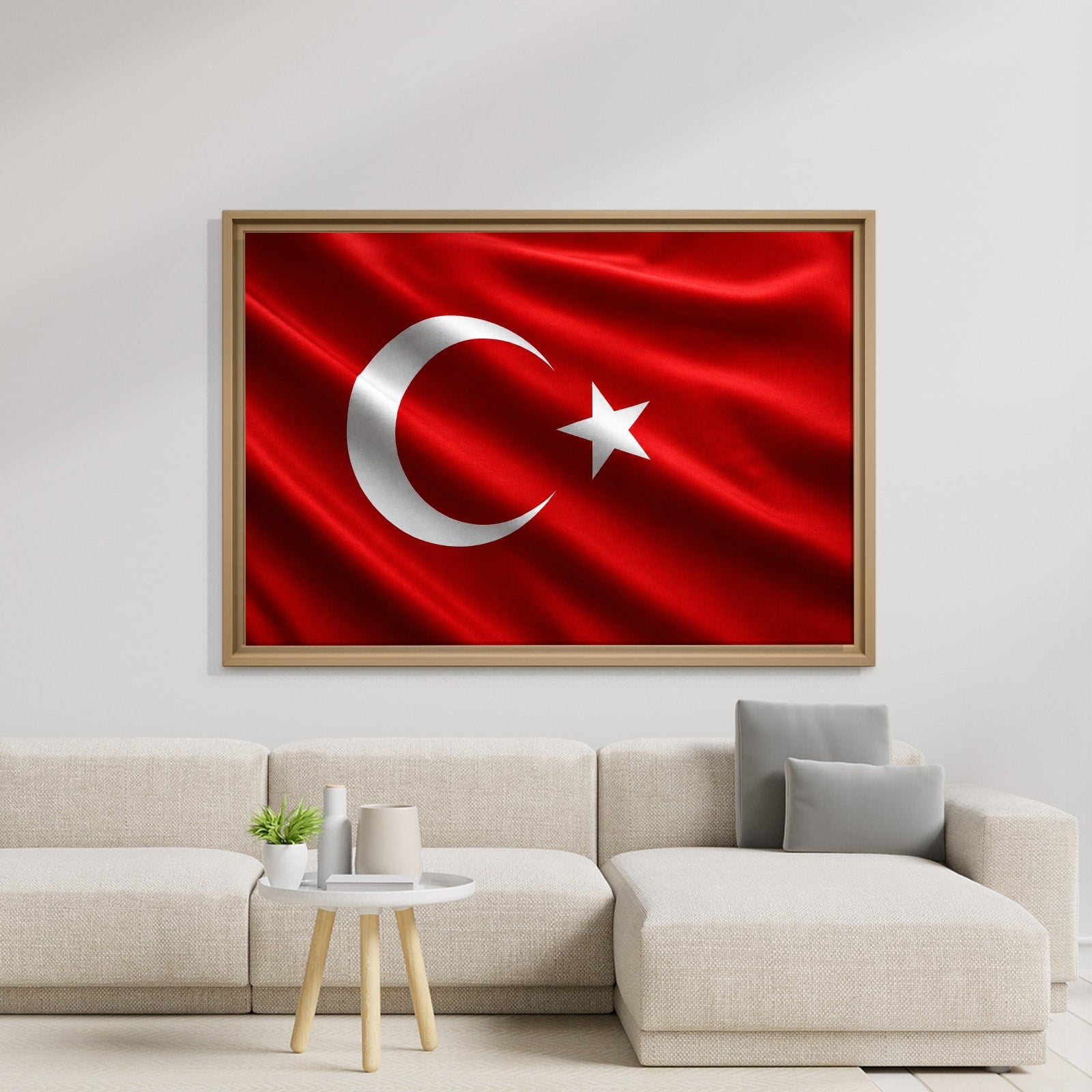Dalgalanan Türk Bayrağı Kanvas Tablo | Premium Ay Yıldız Duvar Dekoru