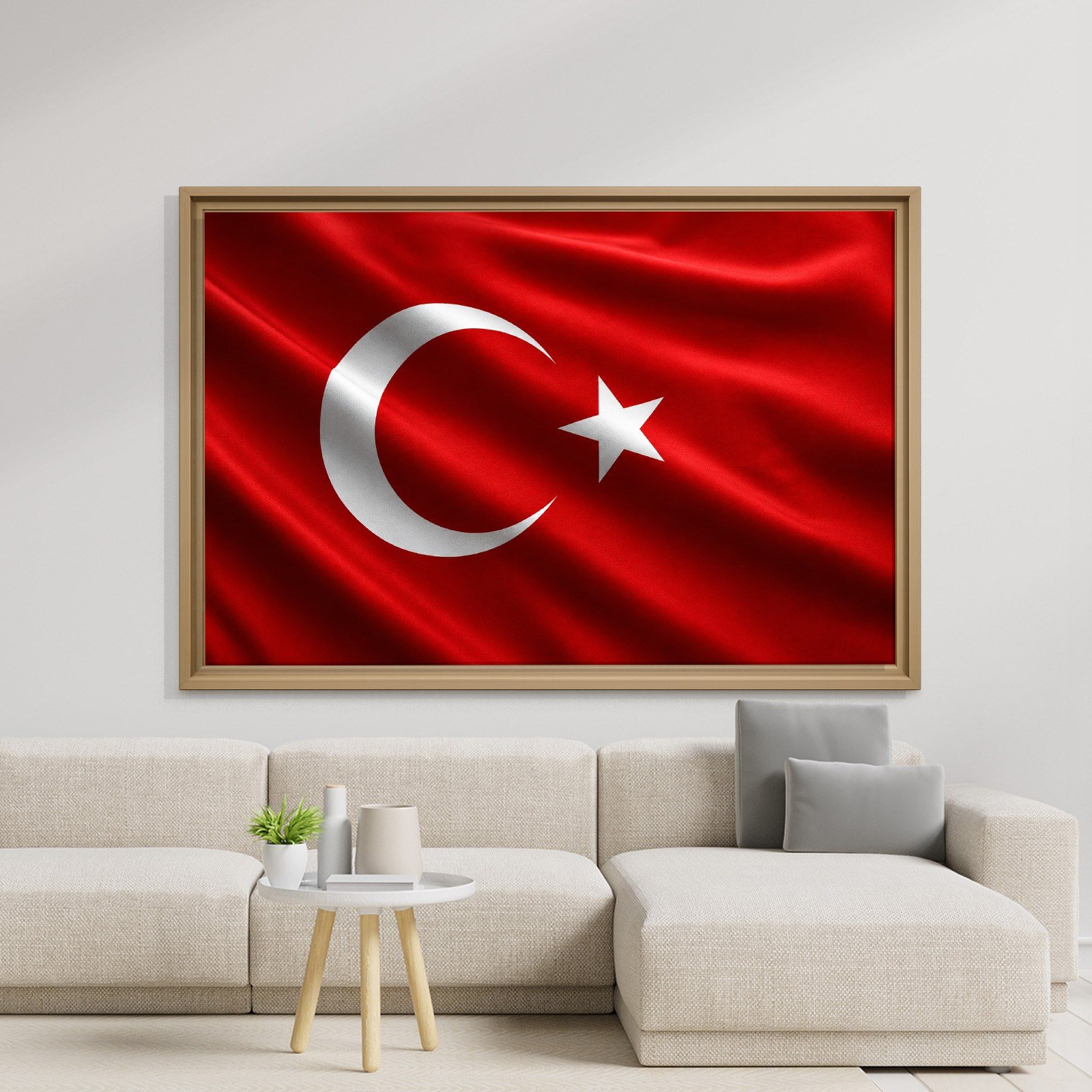Dalgalanan Türk Bayrağı Kanvas Tablo | Premium Ay Yıldız Duvar Dekoru