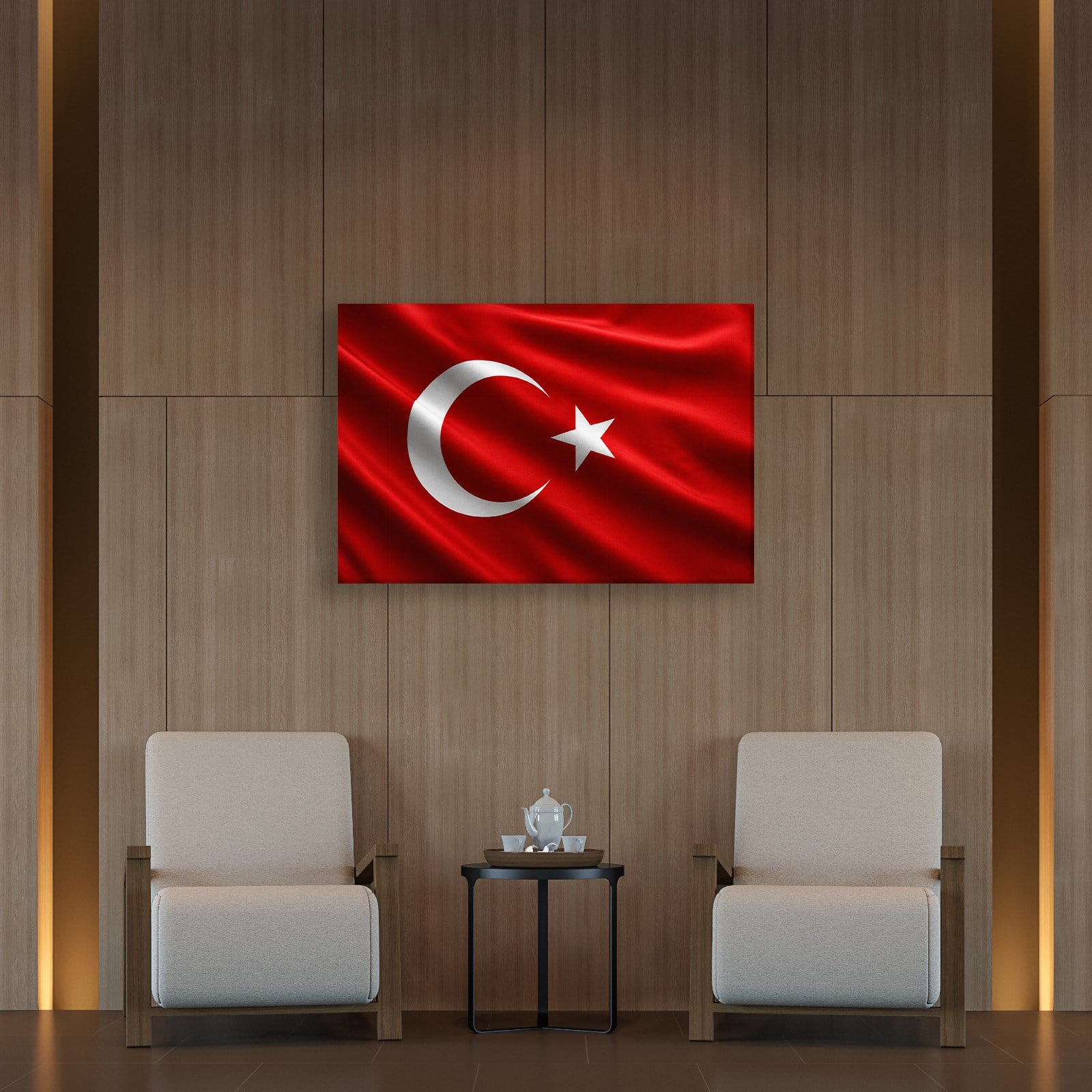 Dalgalanan Türk Bayrağı Kanvas Tablo | Premium Ay Yıldız Duvar Dekoru