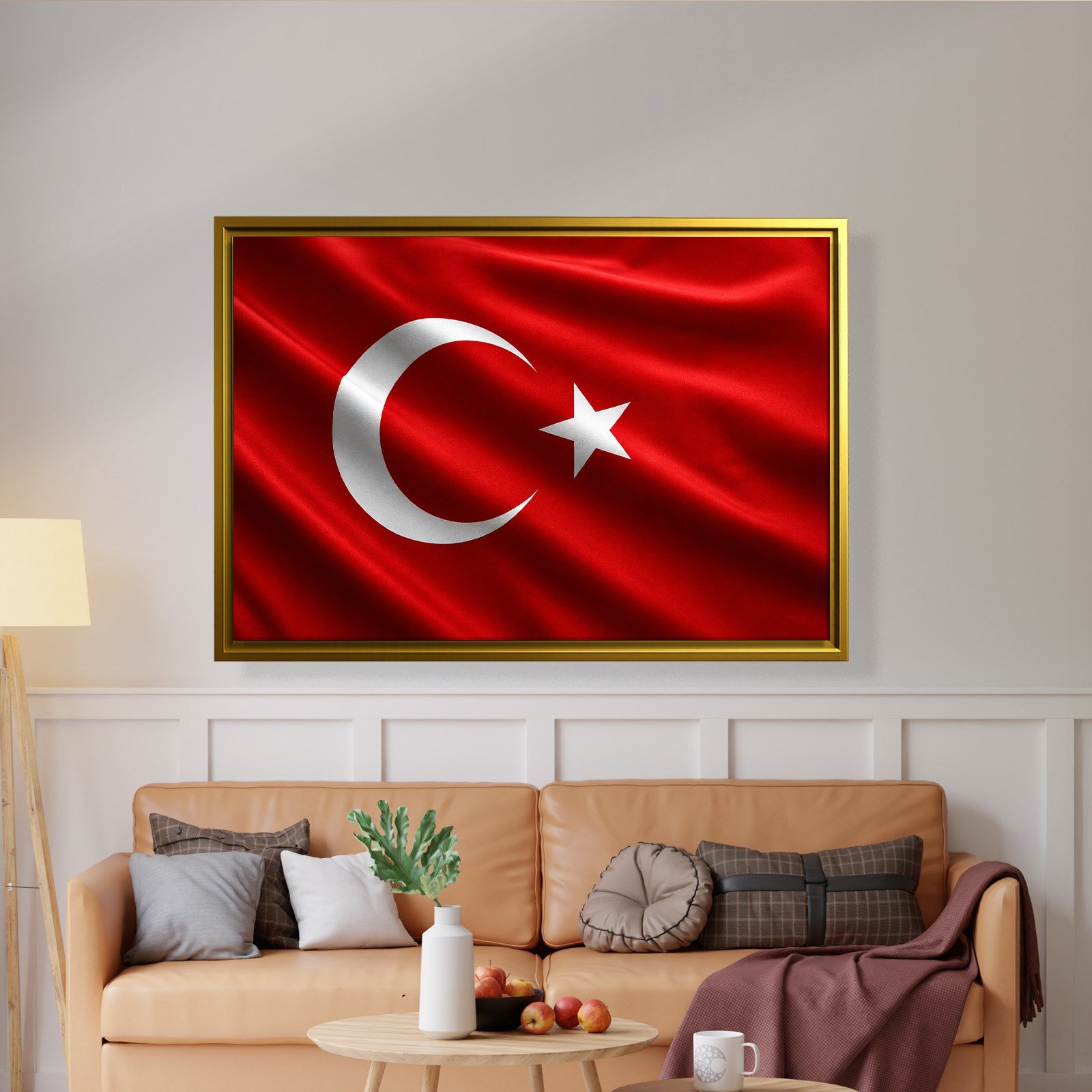 Dalgalanan Türk Bayrağı Kanvas Tablo | Premium Ay Yıldız Duvar Dekoru