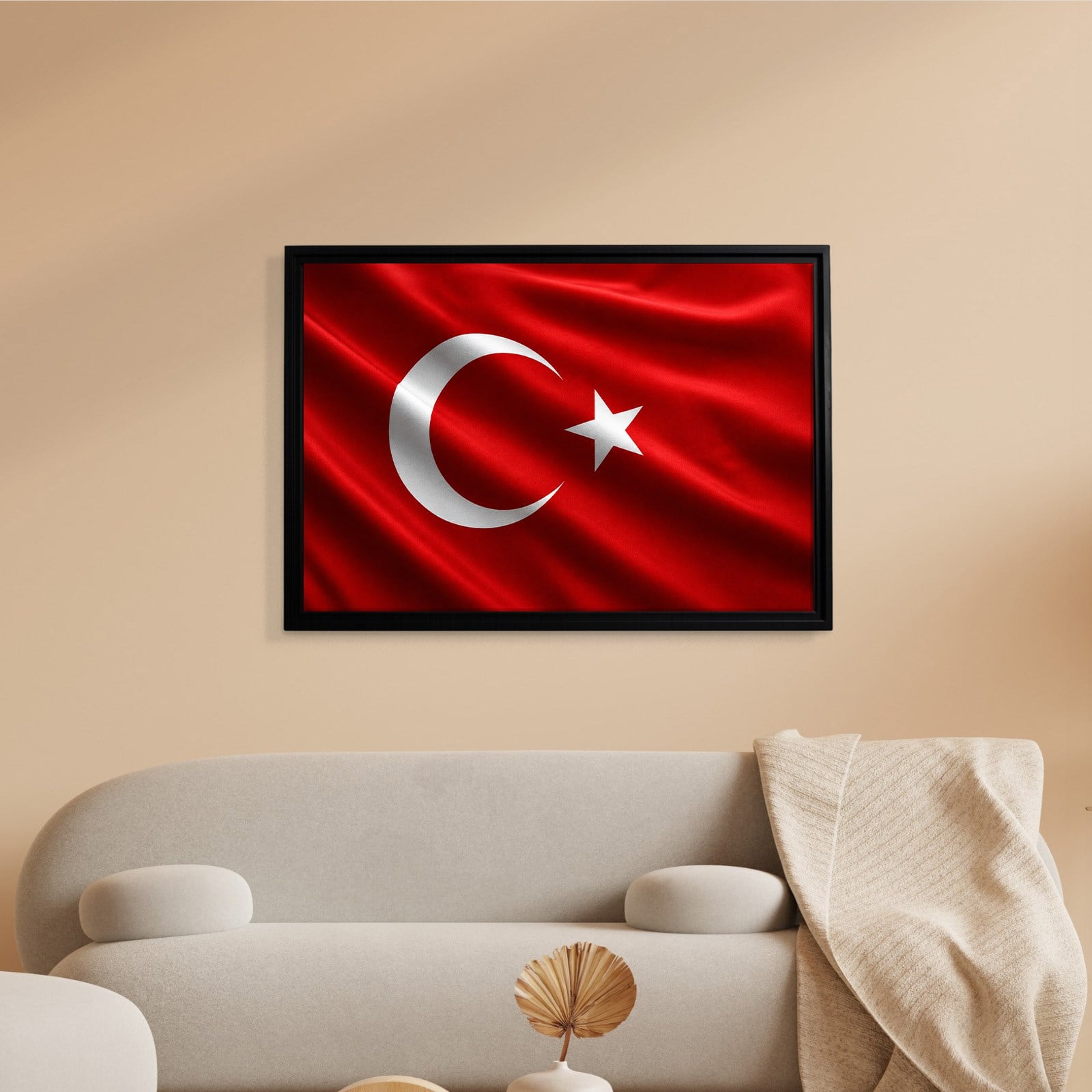Dalgalanan Türk Bayrağı Kanvas Tablo | Premium Ay Yıldız Duvar Dekoru