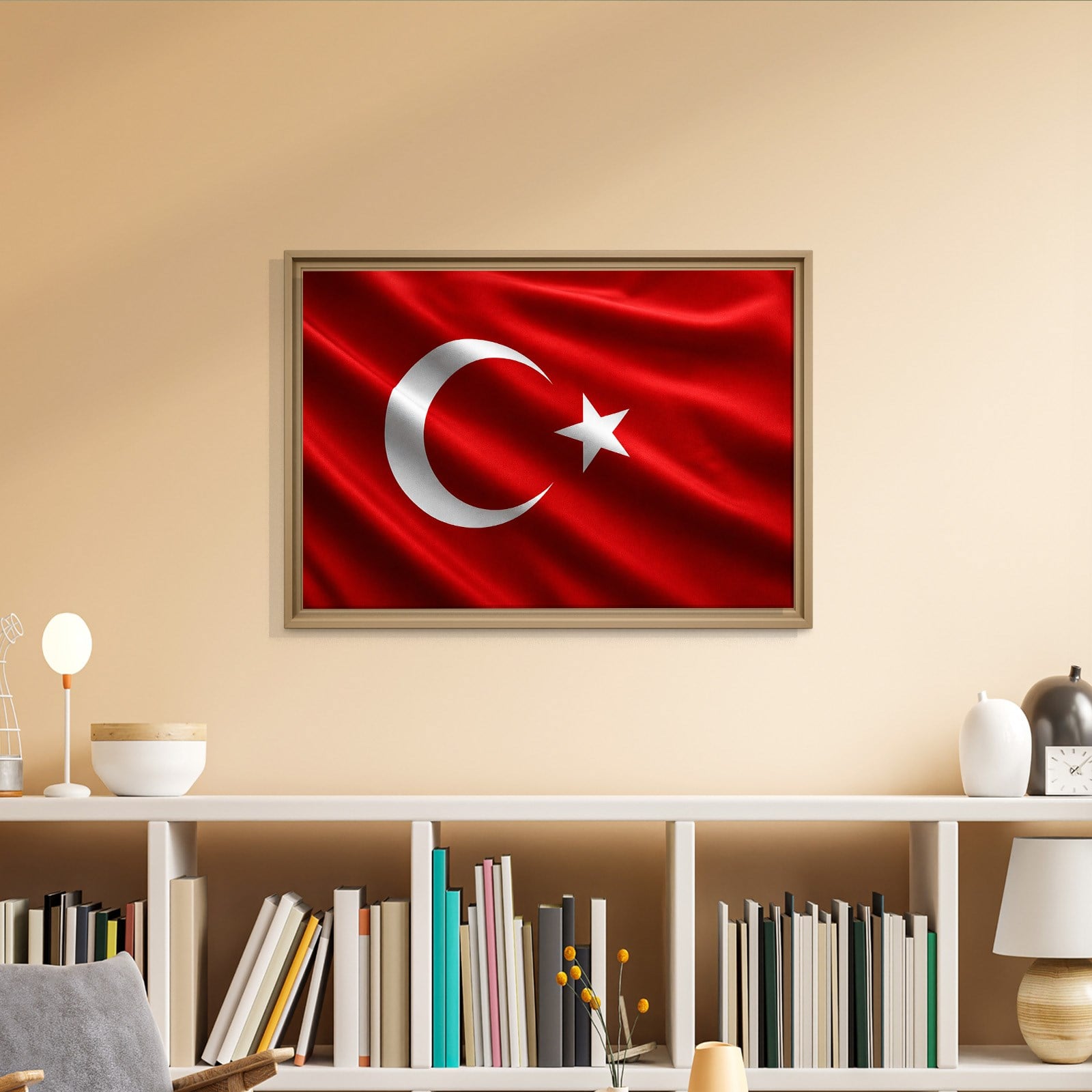 Dalgalanan Türk Bayrağı Kanvas Tablo | Premium Ay Yıldız Duvar Dekoru