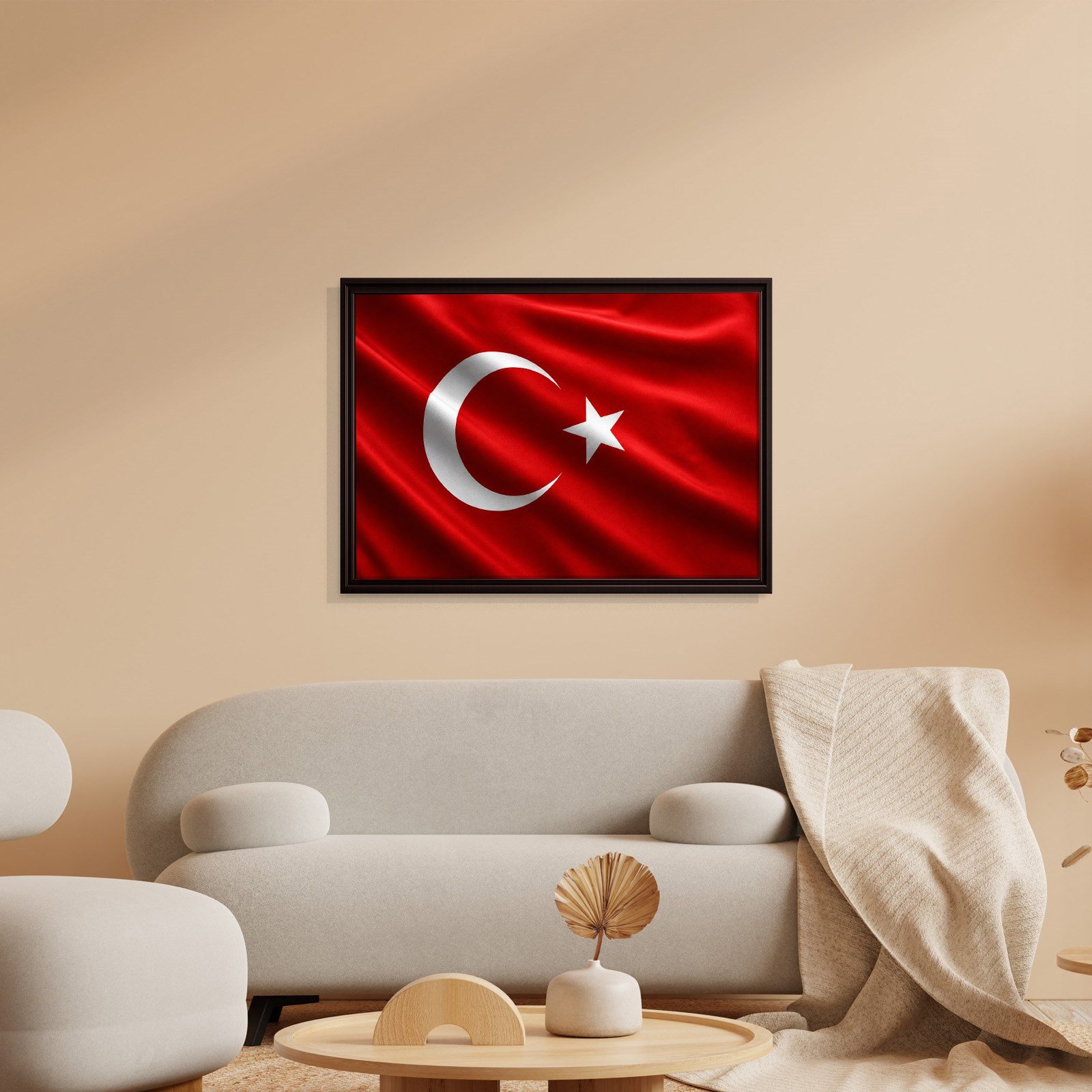 Dalgalanan Türk Bayrağı Kanvas Tablo | Premium Ay Yıldız Duvar Dekoru