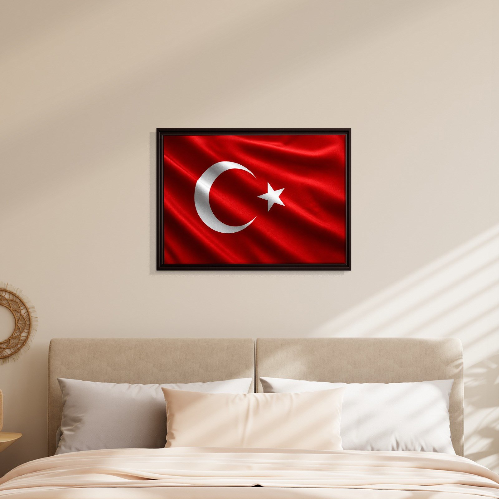 Dalgalanan Türk Bayrağı Kanvas Tablo | Premium Ay Yıldız Duvar Dekoru