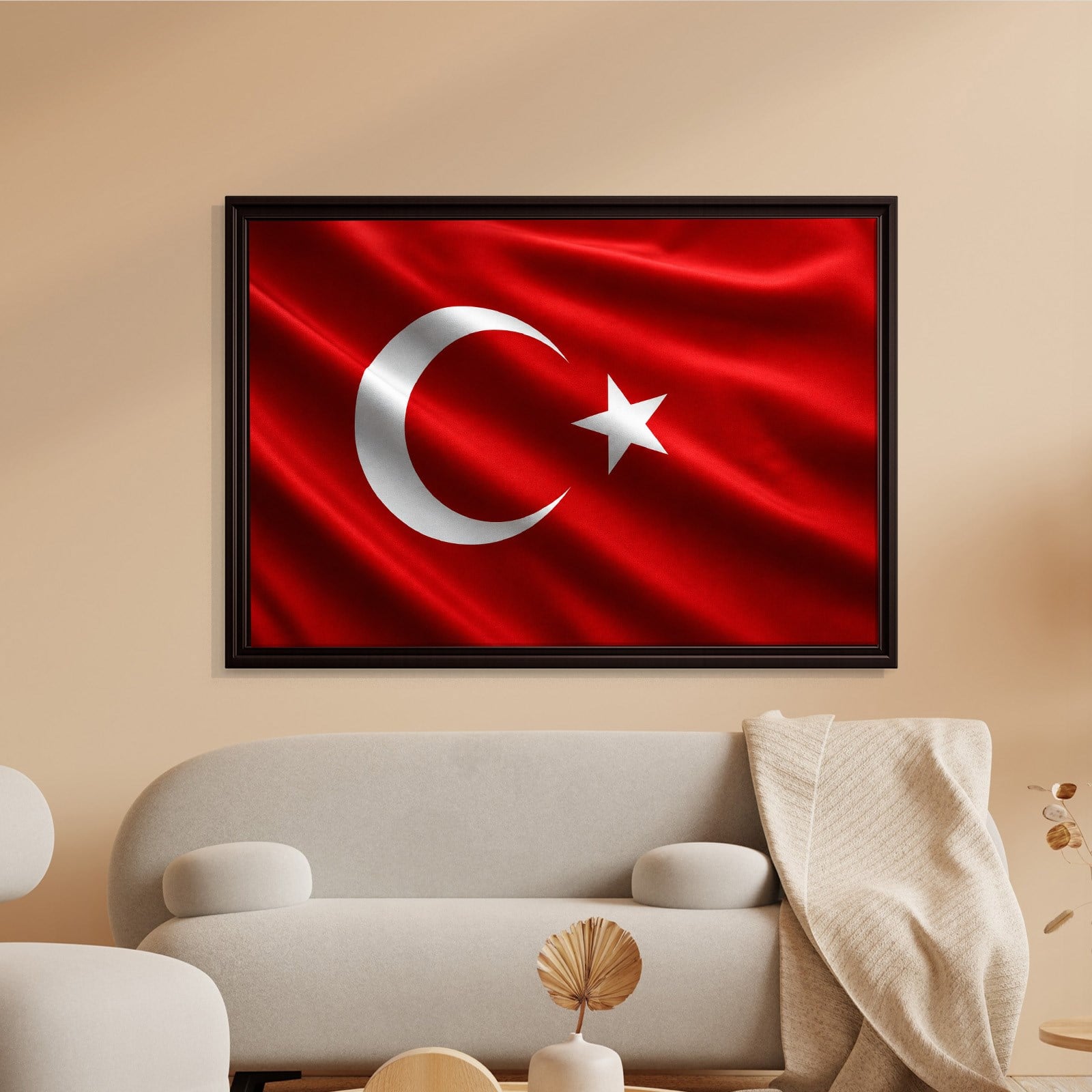 Dalgalanan Türk Bayrağı Kanvas Tablo | Premium Ay Yıldız Duvar Dekoru