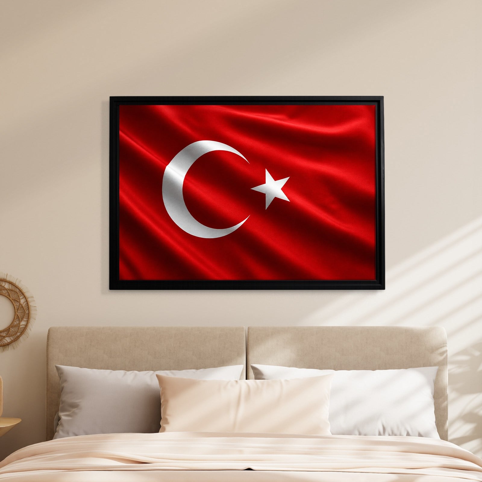 Dalgalanan Türk Bayrağı Kanvas Tablo | Premium Ay Yıldız Duvar Dekoru