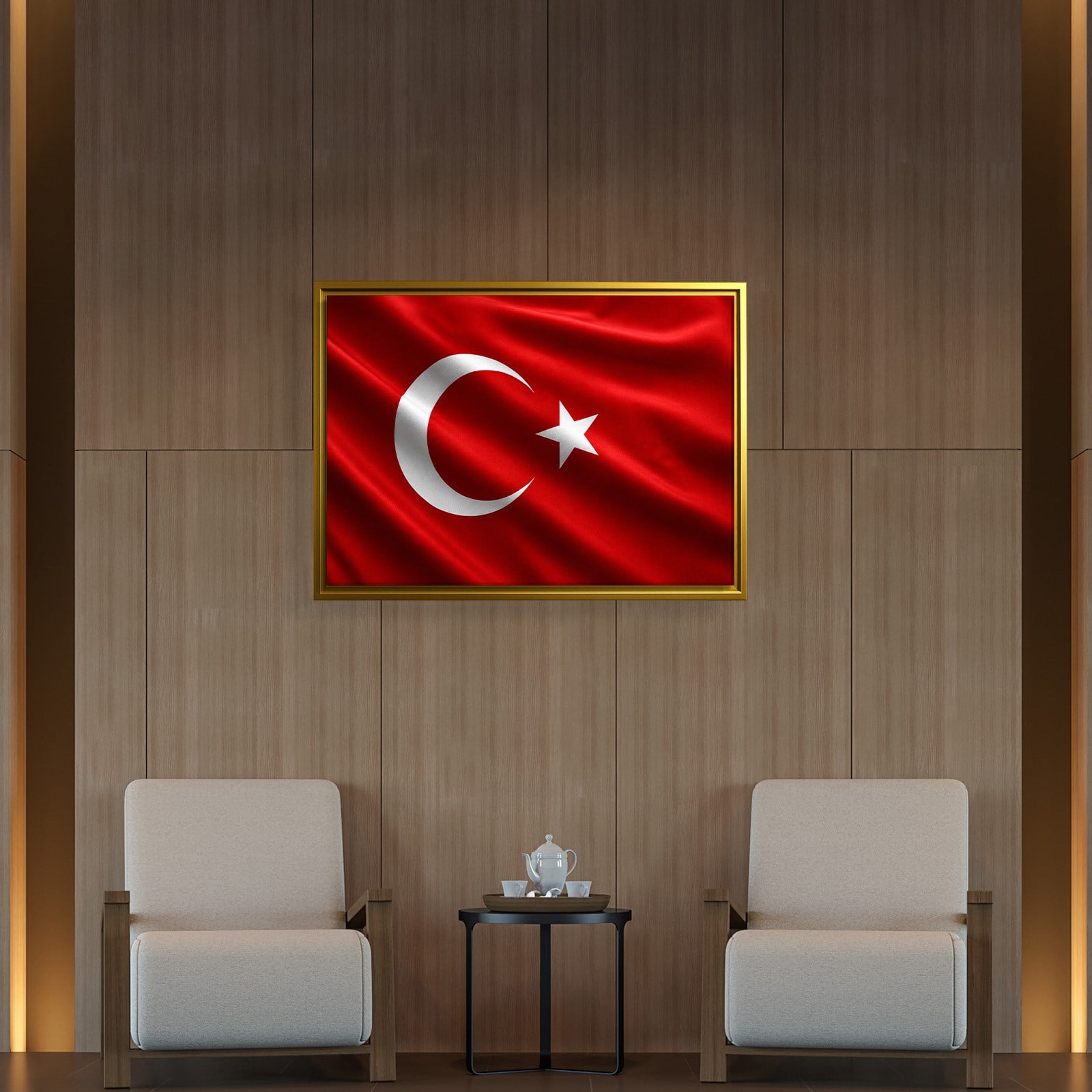 Dalgalanan Türk Bayrağı Kanvas Tablo | Premium Ay Yıldız Duvar Dekoru