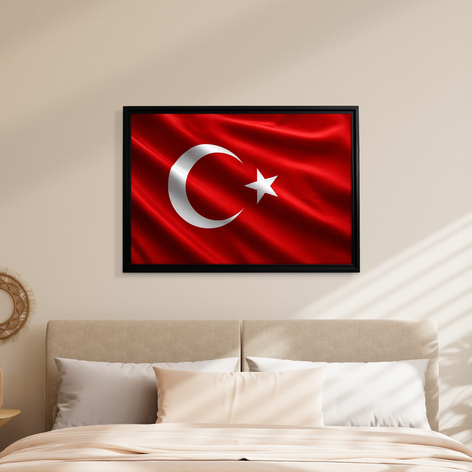 Dalgalanan Türk Bayrağı Kanvas Tablo | Premium Ay Yıldız Duvar Dekoru