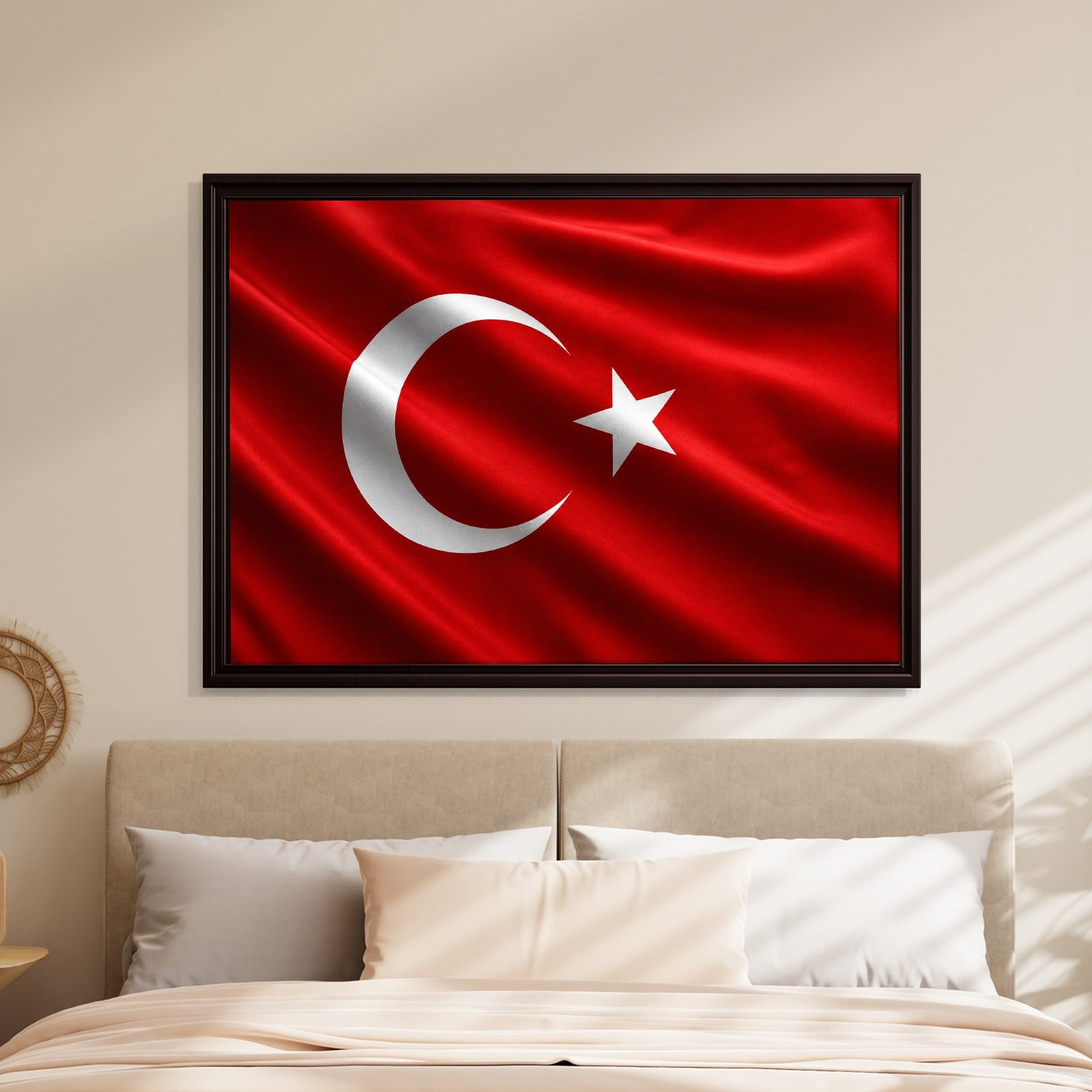 Dalgalanan Türk Bayrağı Kanvas Tablo | Premium Ay Yıldız Duvar Dekoru