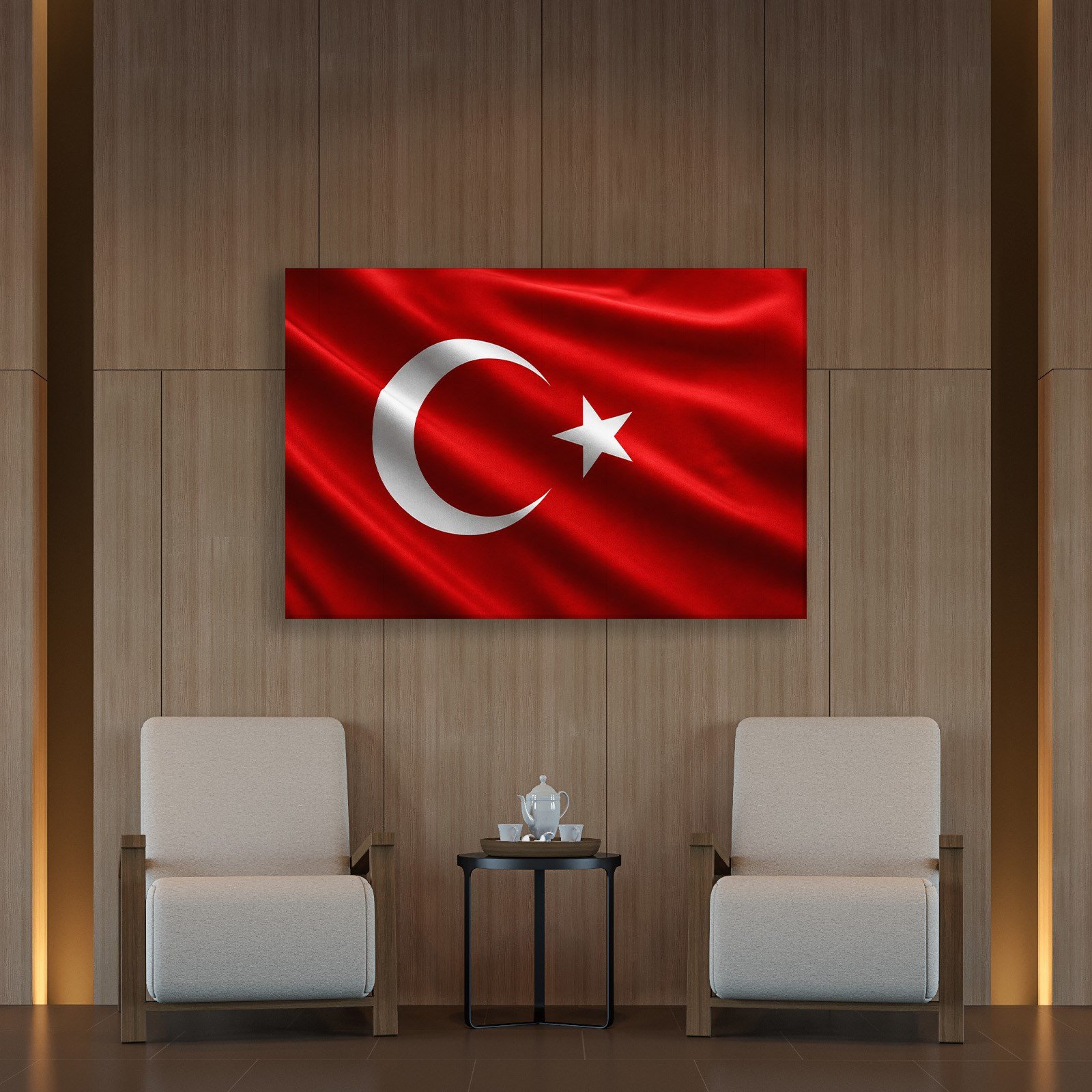 Dalgalanan Türk Bayrağı Kanvas Tablo | Premium Ay Yıldız Duvar Dekoru