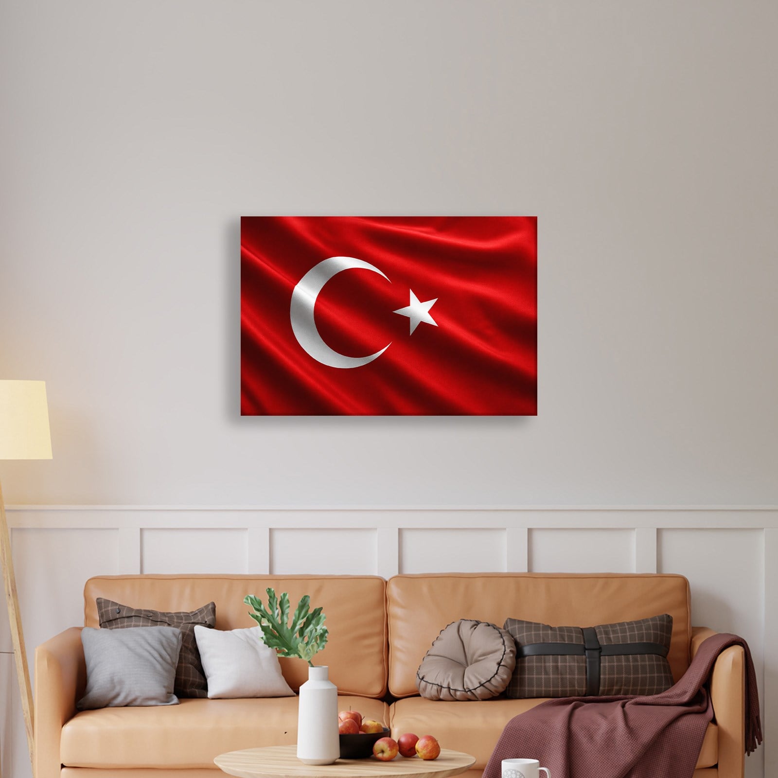 Dalgalanan Türk Bayrağı Kanvas Tablo | Premium Ay Yıldız Duvar Dekoru