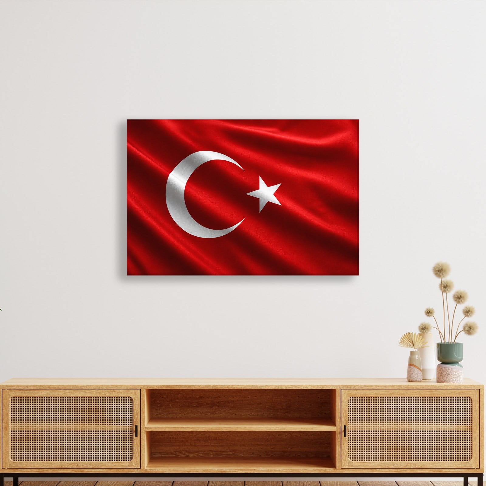 Dalgalanan Türk Bayrağı Kanvas Tablo | Premium Ay Yıldız Duvar Dekoru