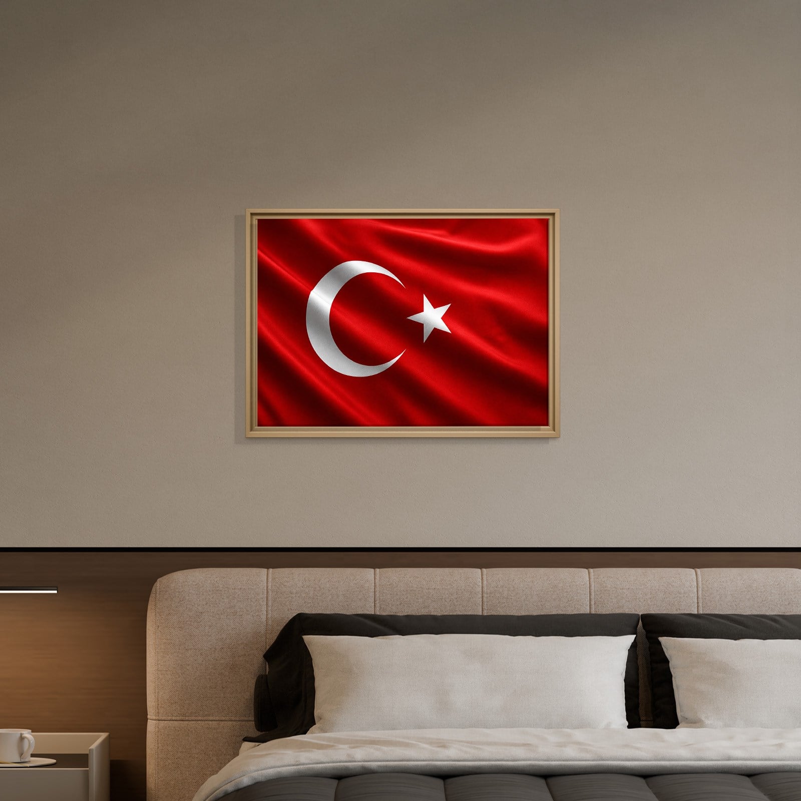 Dalgalanan Türk Bayrağı Kanvas Tablo | Premium Ay Yıldız Duvar Dekoru