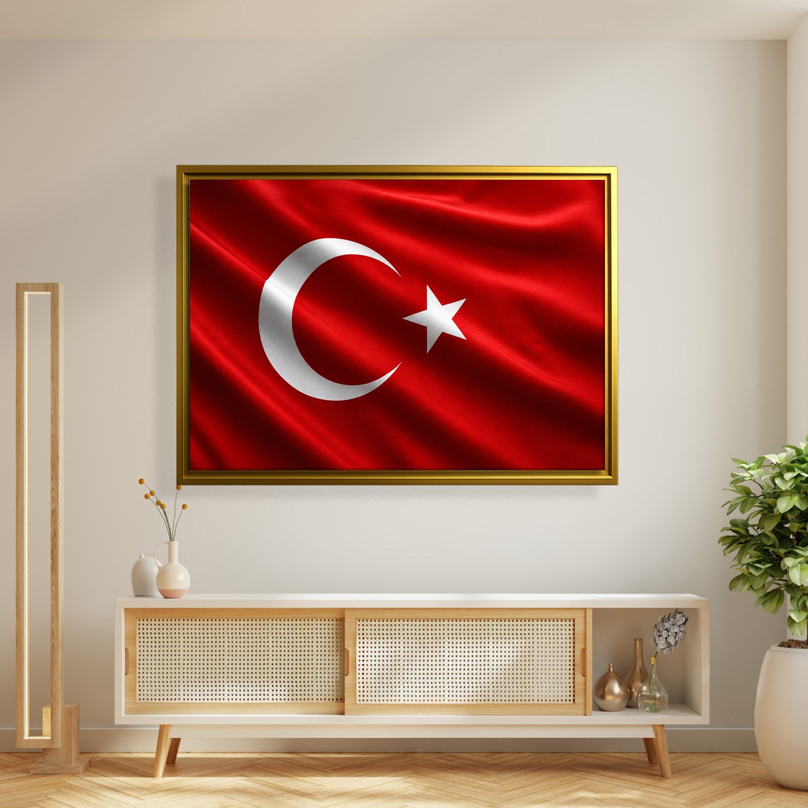 Dalgalanan Türk Bayrağı Kanvas Tablo | Premium Ay Yıldız Duvar Dekoru