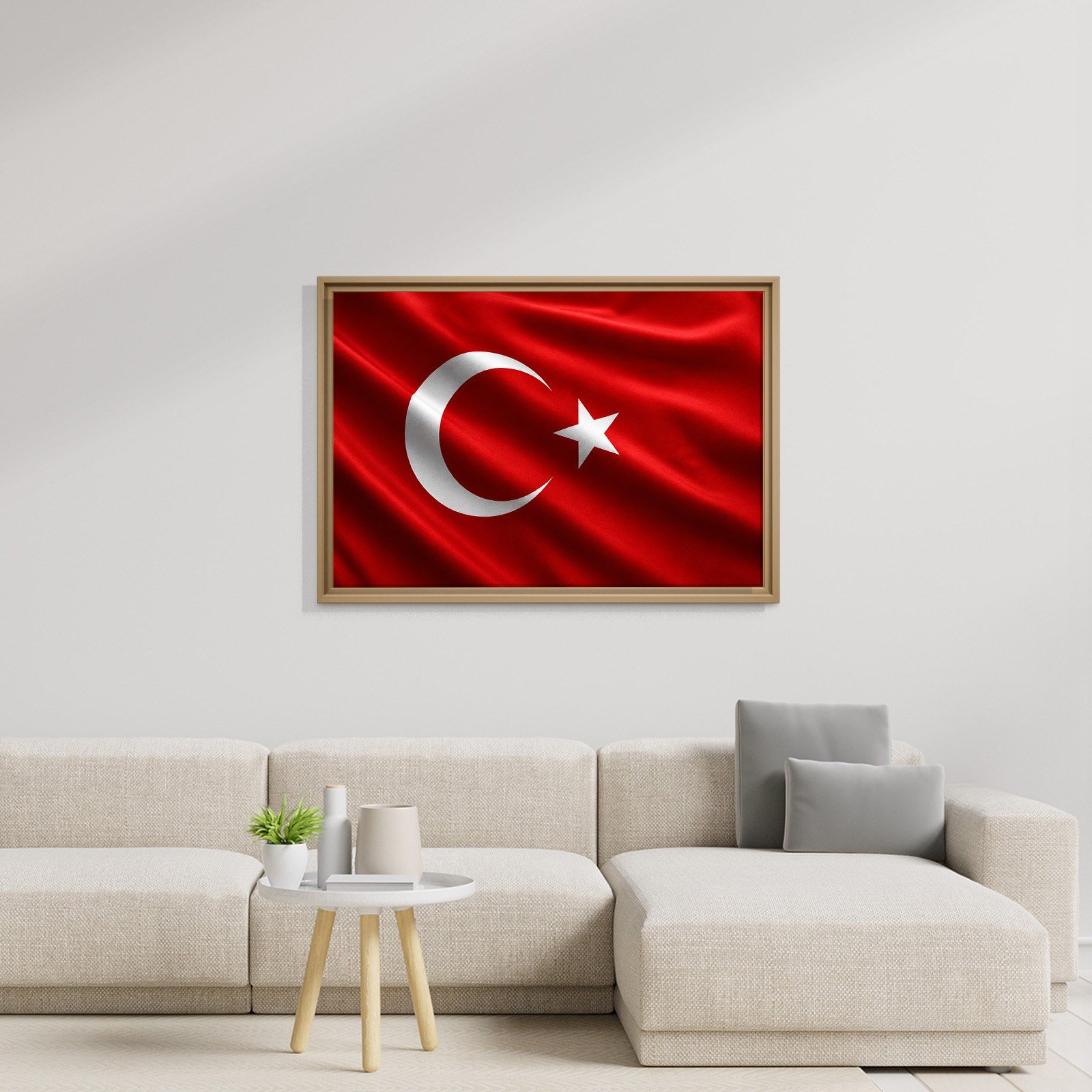 Dalgalanan Türk Bayrağı Kanvas Tablo | Premium Ay Yıldız Duvar Dekoru