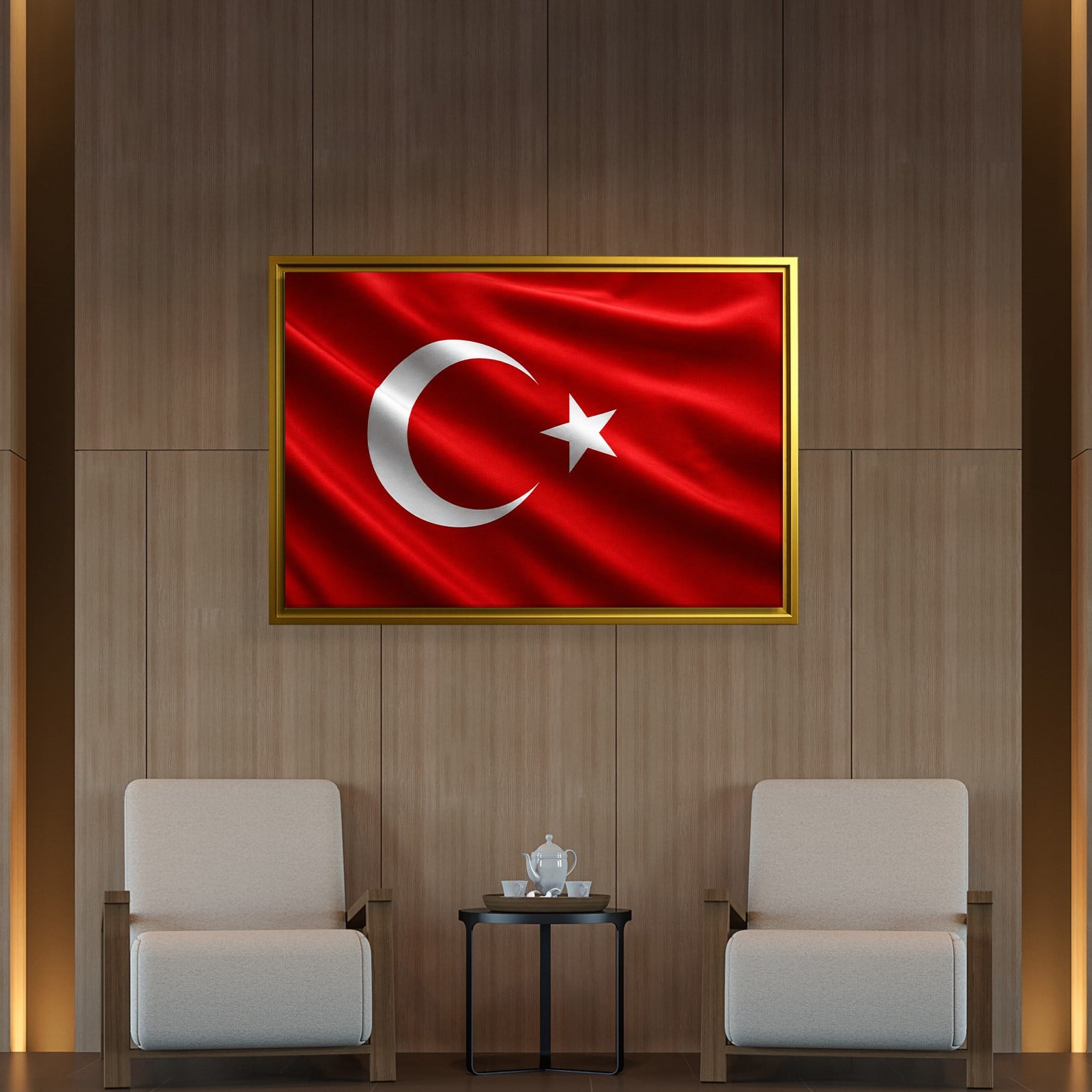 Dalgalanan Türk Bayrağı Kanvas Tablo | Premium Ay Yıldız Duvar Dekoru