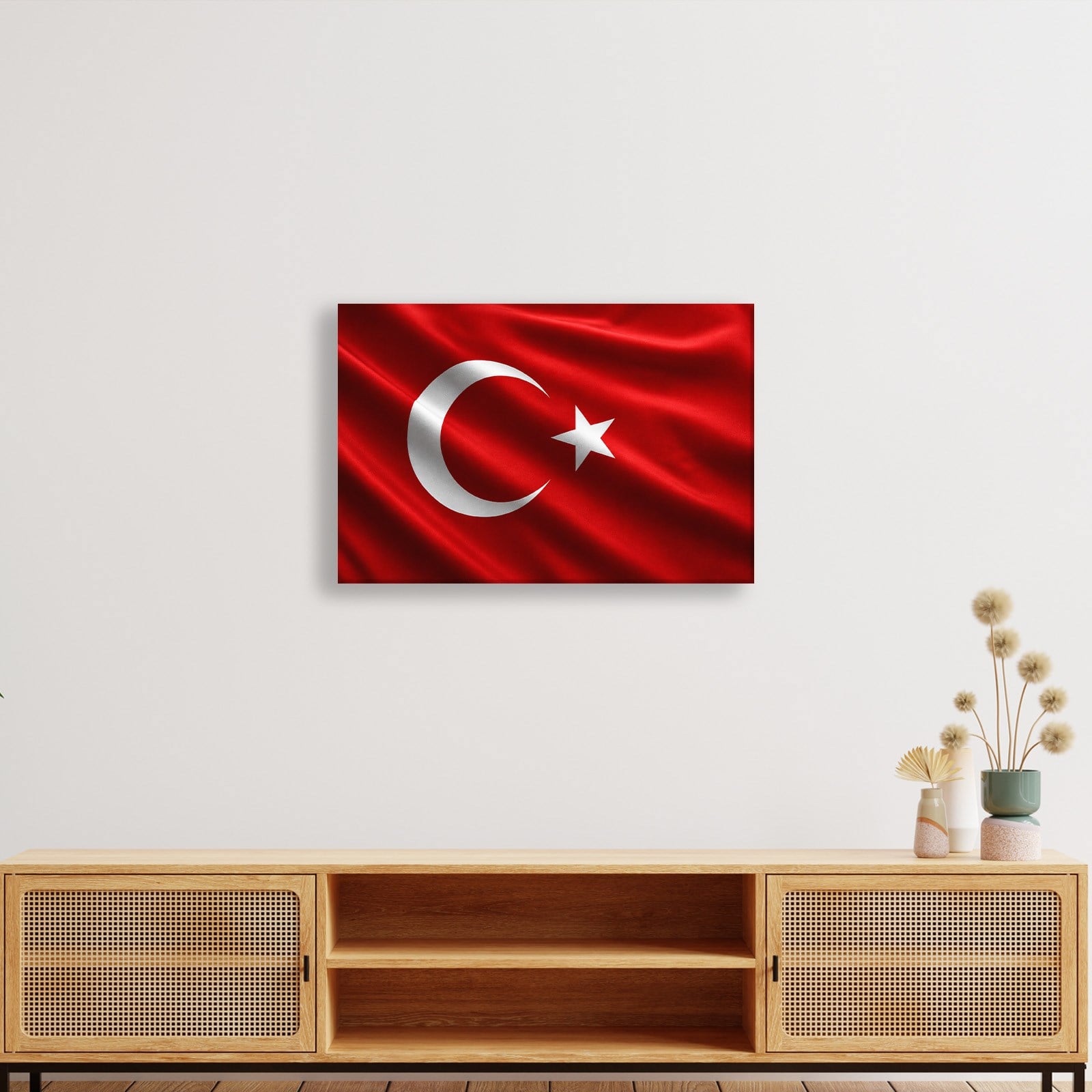 Dalgalanan Türk Bayrağı Kanvas Tablo | Premium Ay Yıldız Duvar Dekoru