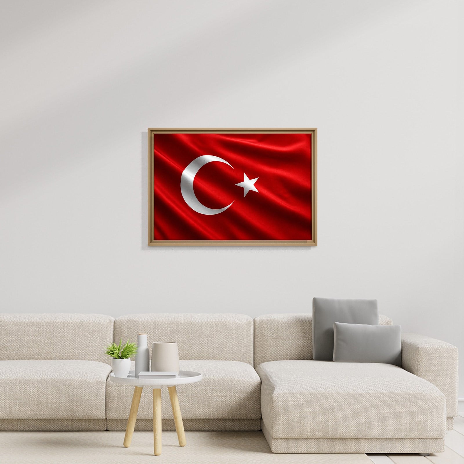 Dalgalanan Türk Bayrağı Kanvas Tablo | Premium Ay Yıldız Duvar Dekoru