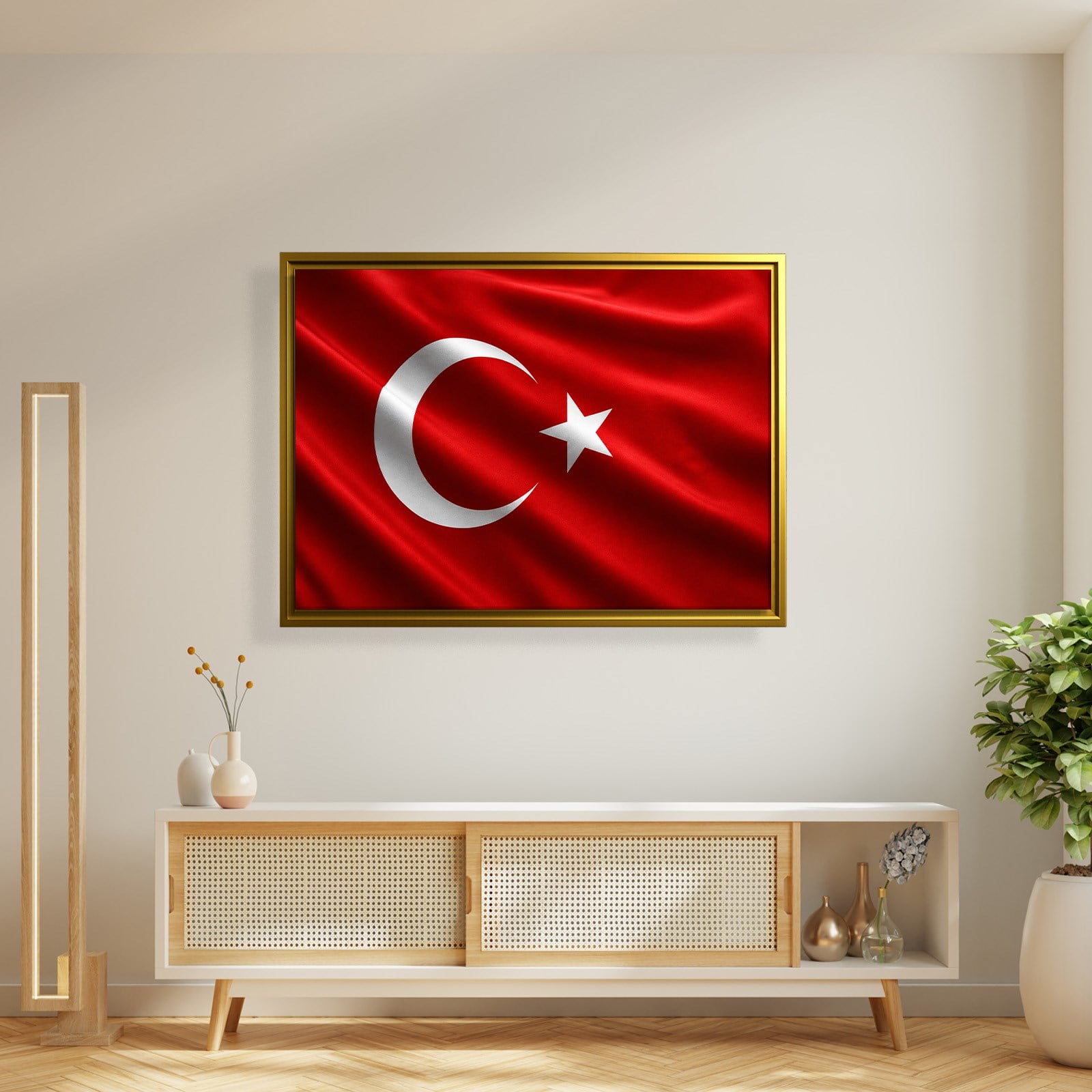Dalgalanan Türk Bayrağı Kanvas Tablo | Premium Ay Yıldız Duvar Dekoru