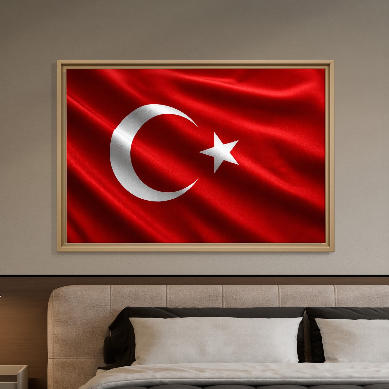 Dalgalanan Türk Bayrağı Kanvas Tablo | Premium Ay Yıldız Duvar Dekoru