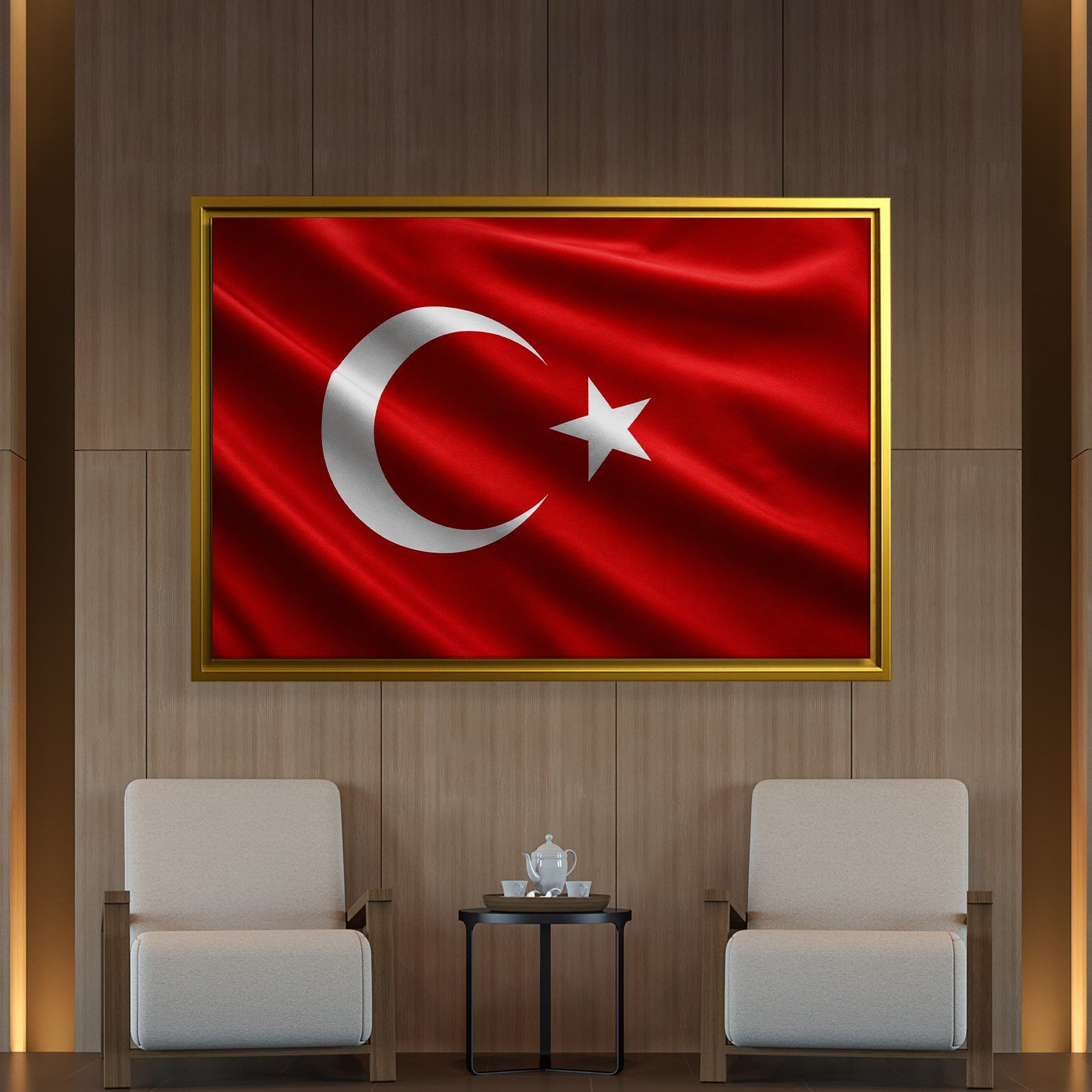Dalgalanan Türk Bayrağı Kanvas Tablo | Premium Ay Yıldız Duvar Dekoru