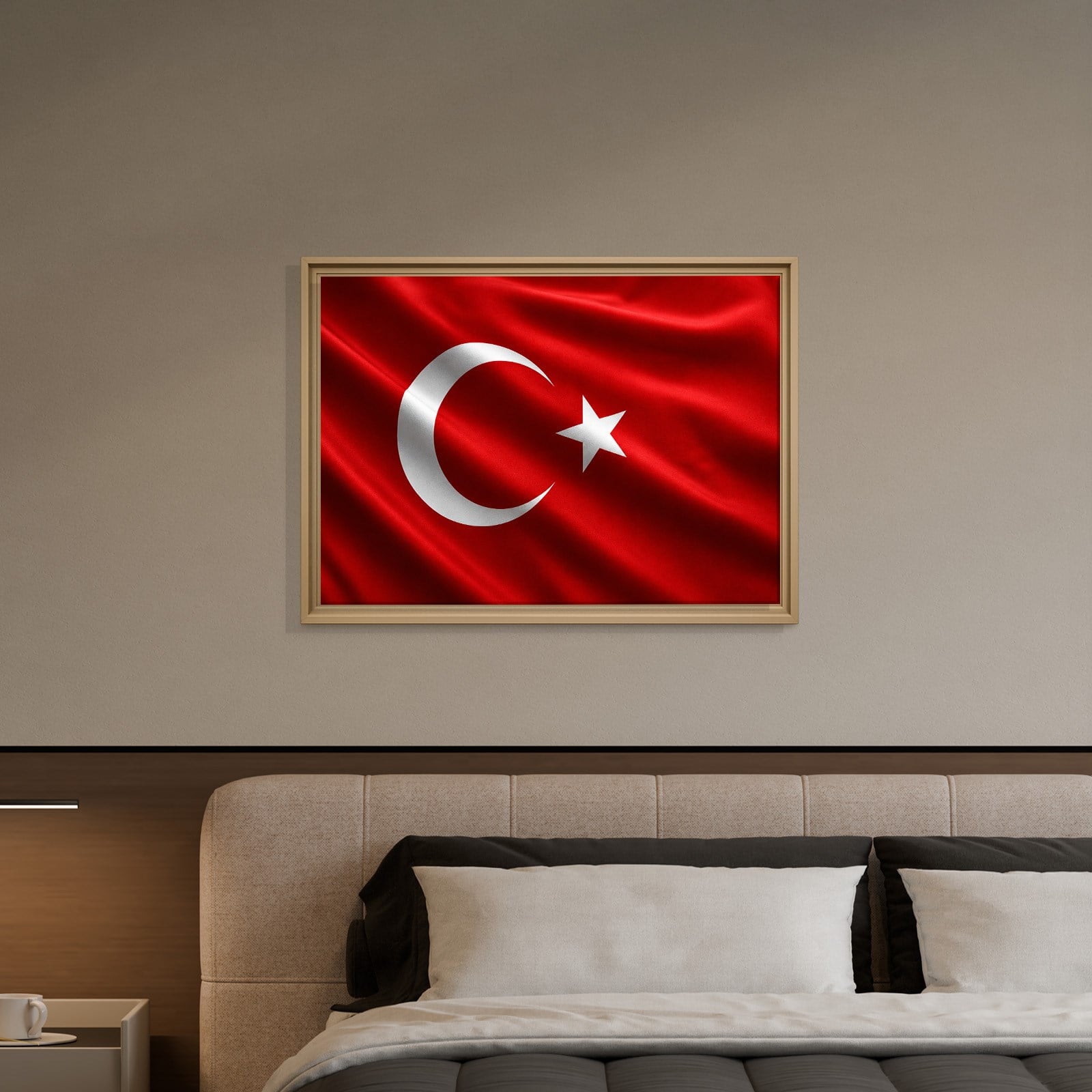 Dalgalanan Türk Bayrağı Kanvas Tablo | Premium Ay Yıldız Duvar Dekoru