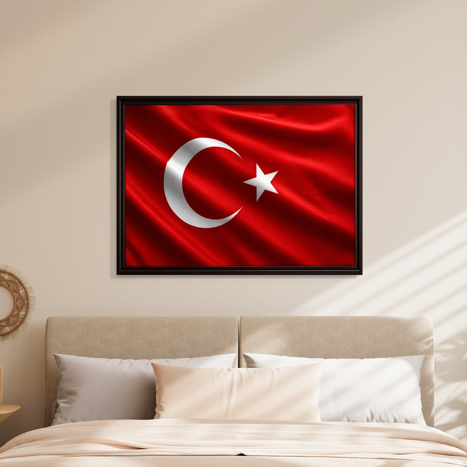 Dalgalanan Türk Bayrağı Kanvas Tablo | Premium Ay Yıldız Duvar Dekoru