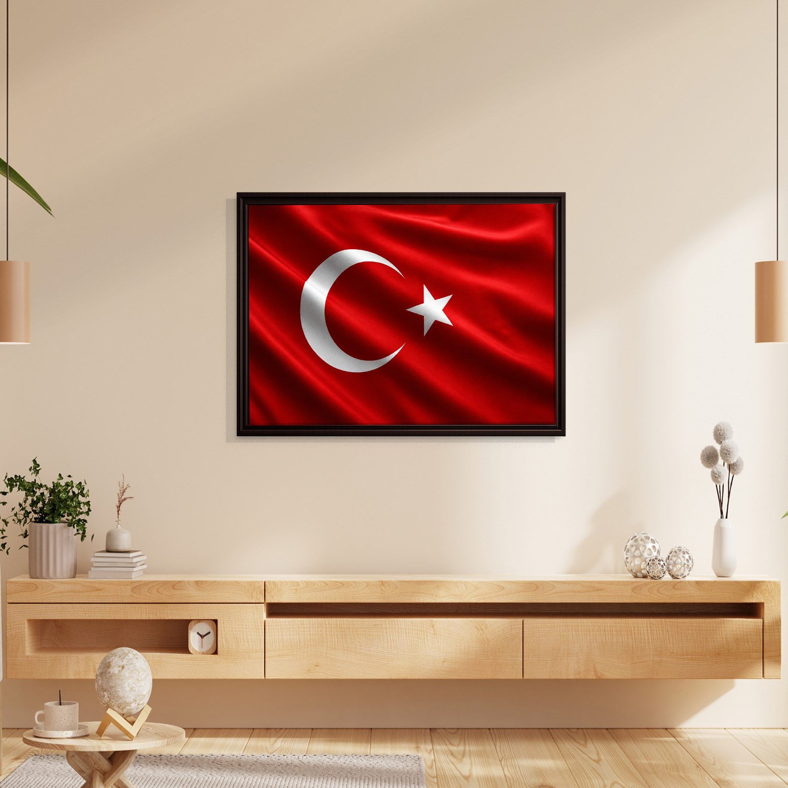 Dalgalanan Türk Bayrağı Kanvas Tablo | Premium Ay Yıldız Duvar Dekoru