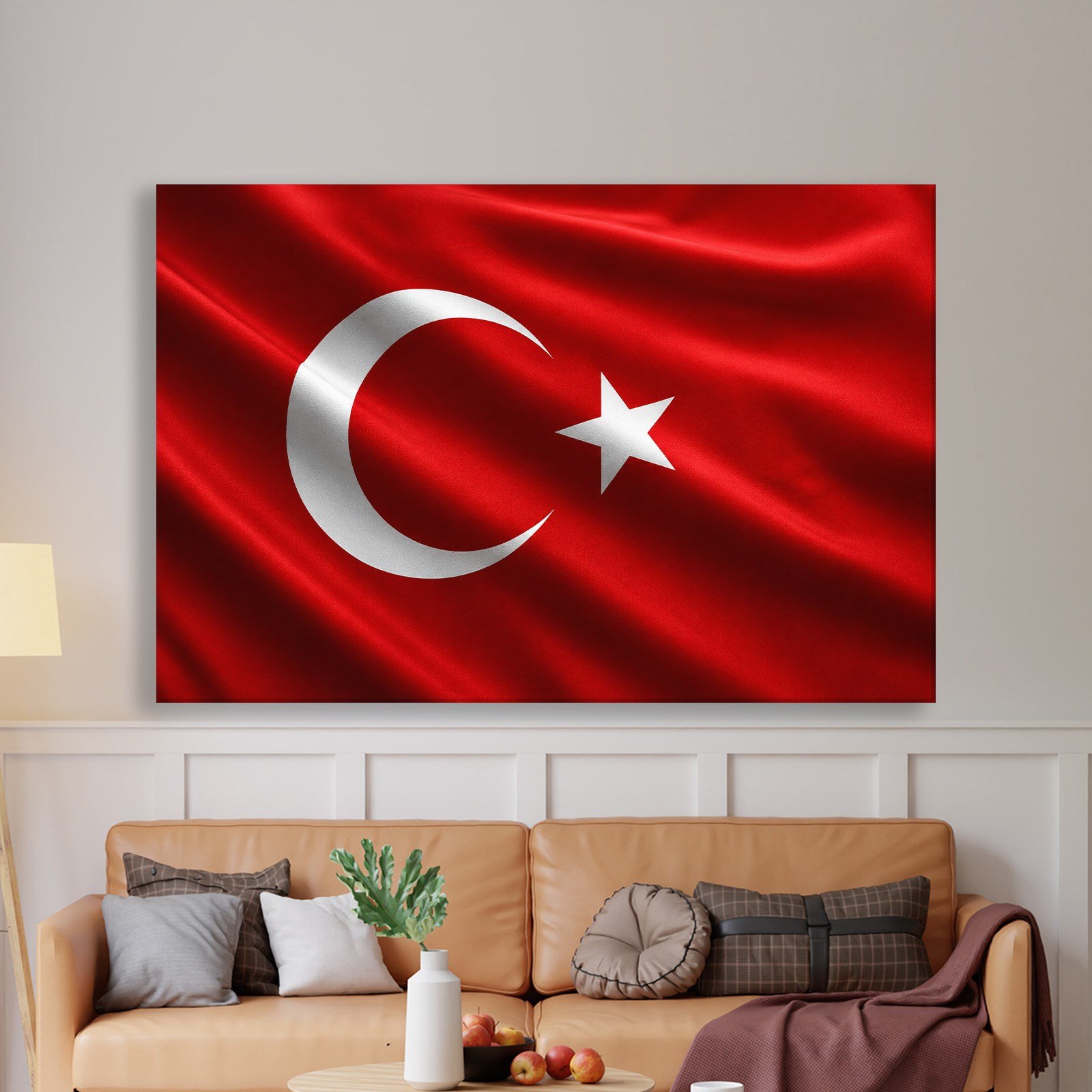 Dalgalanan Türk Bayrağı Kanvas Tablo | Premium Ay Yıldız Duvar Dekoru