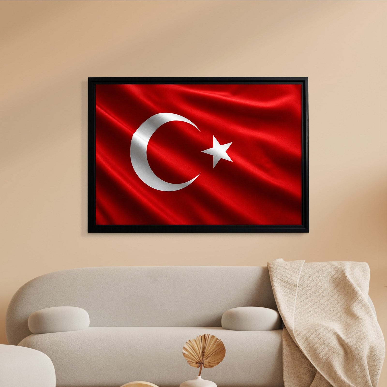 Dalgalanan Türk Bayrağı Kanvas Tablo | Premium Ay Yıldız Duvar Dekoru