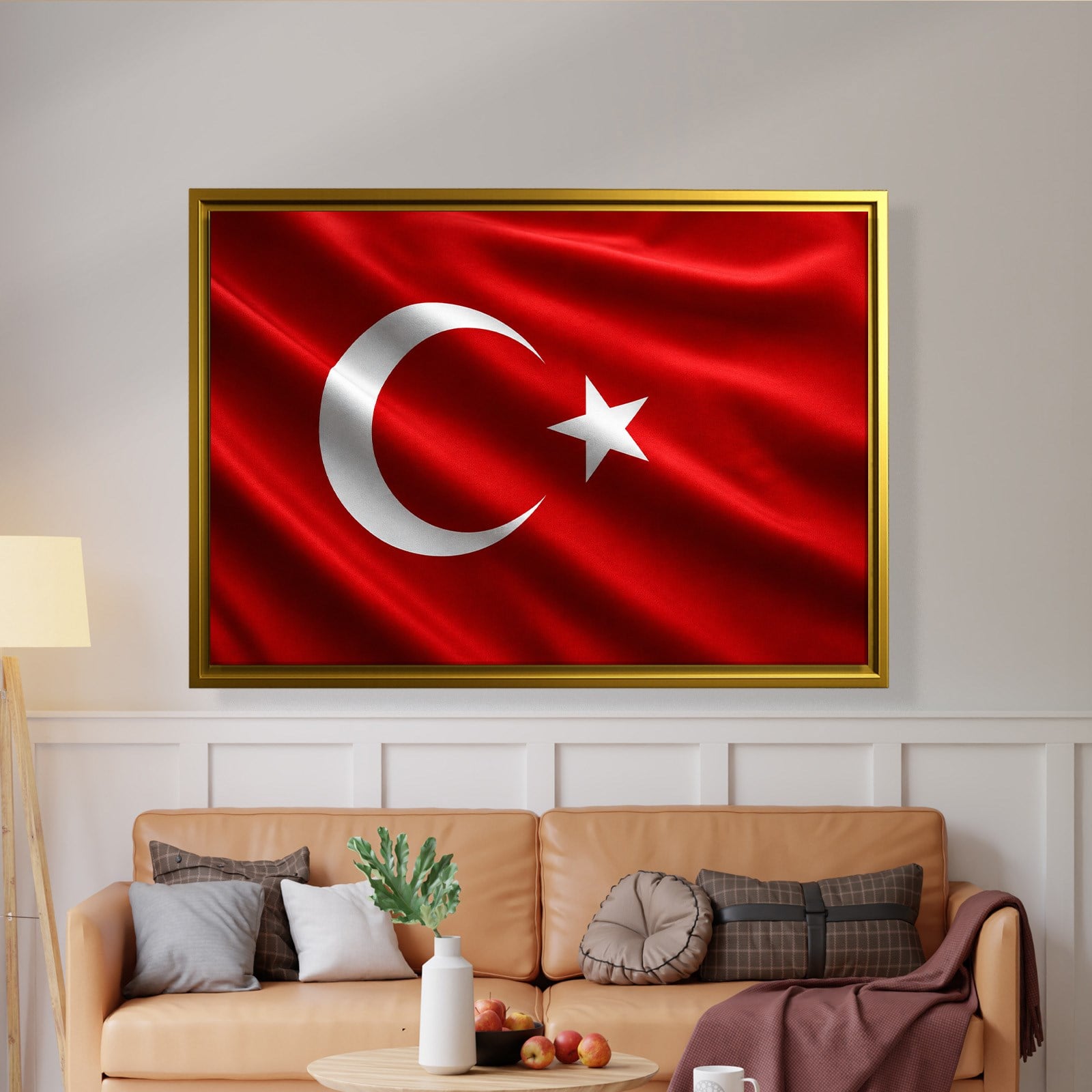 Dalgalanan Türk Bayrağı Kanvas Tablo | Premium Ay Yıldız Duvar Dekoru