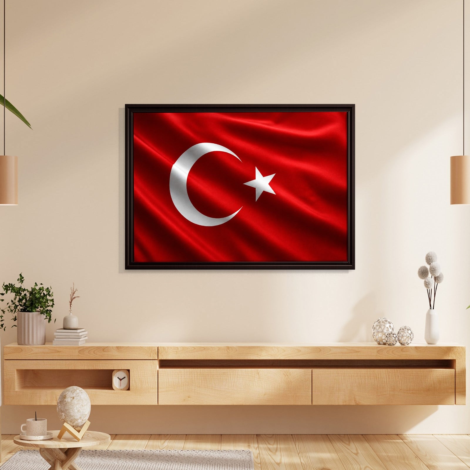 Dalgalanan Türk Bayrağı Kanvas Tablo | Premium Ay Yıldız Duvar Dekoru